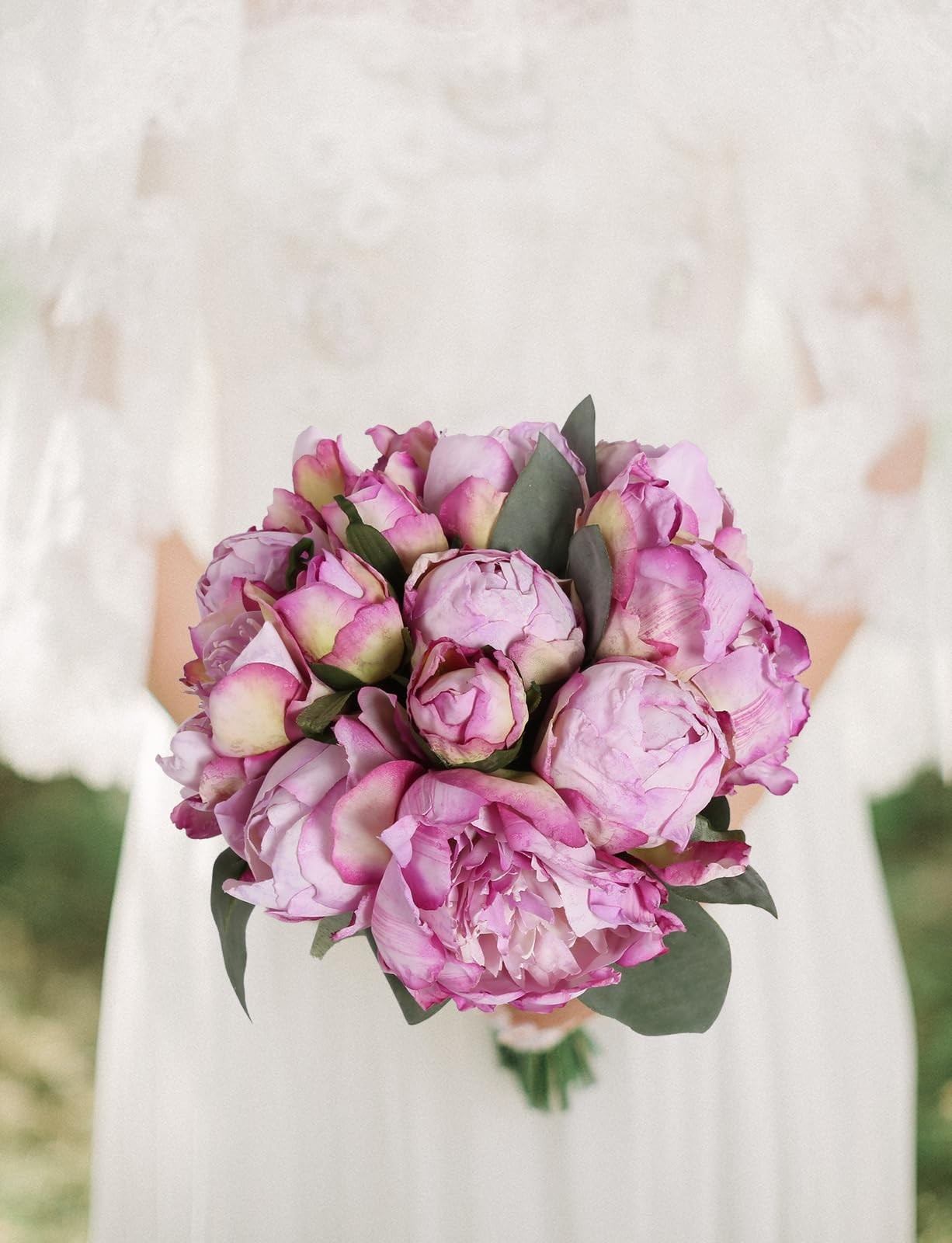 Purple Artificial Peony Flowers 2 Bouquets – Silk Peonies With Stems for Deco…