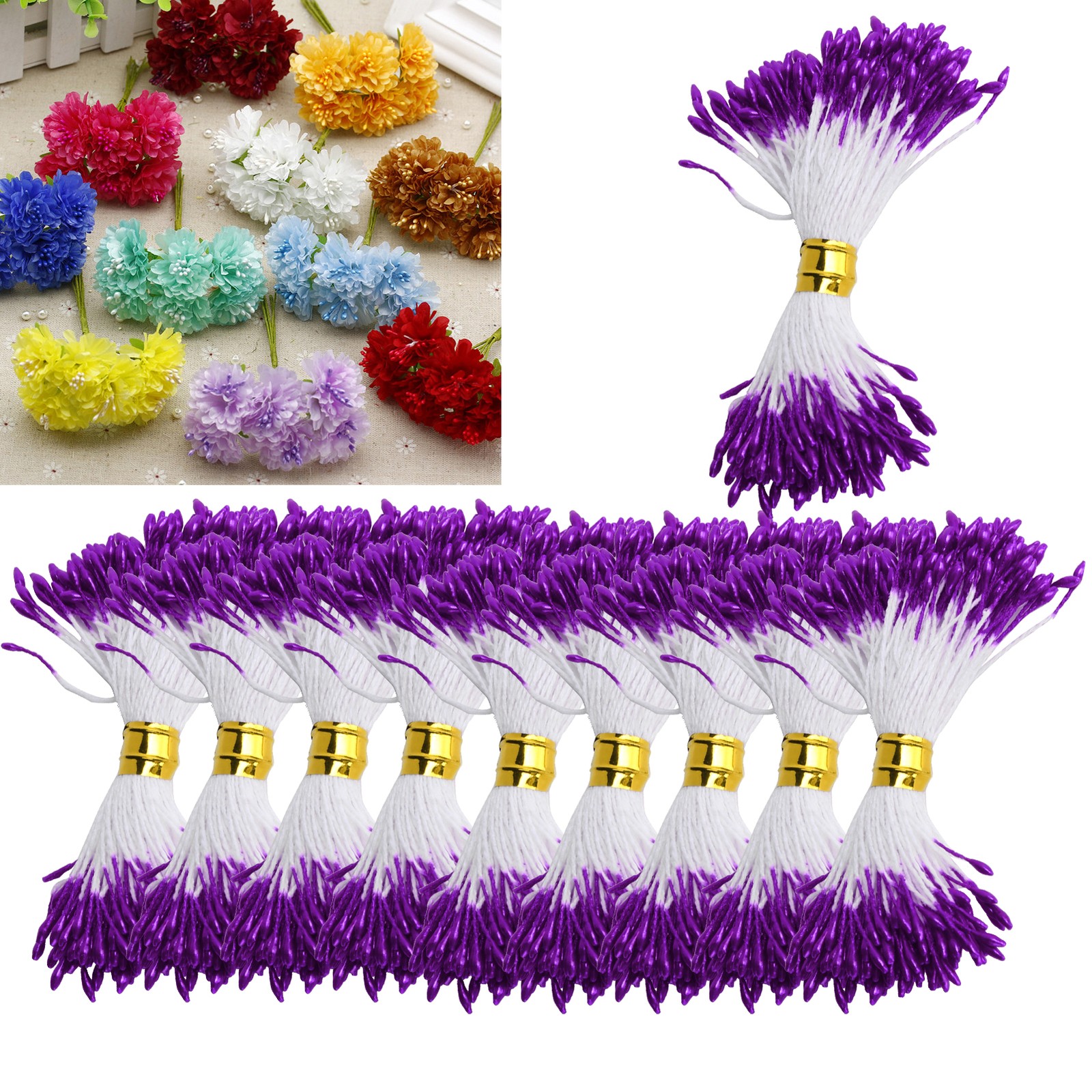 900Pcs Flower Stamen Purple Gypsum Artificial Bouquet Decor HandMade Crafts
