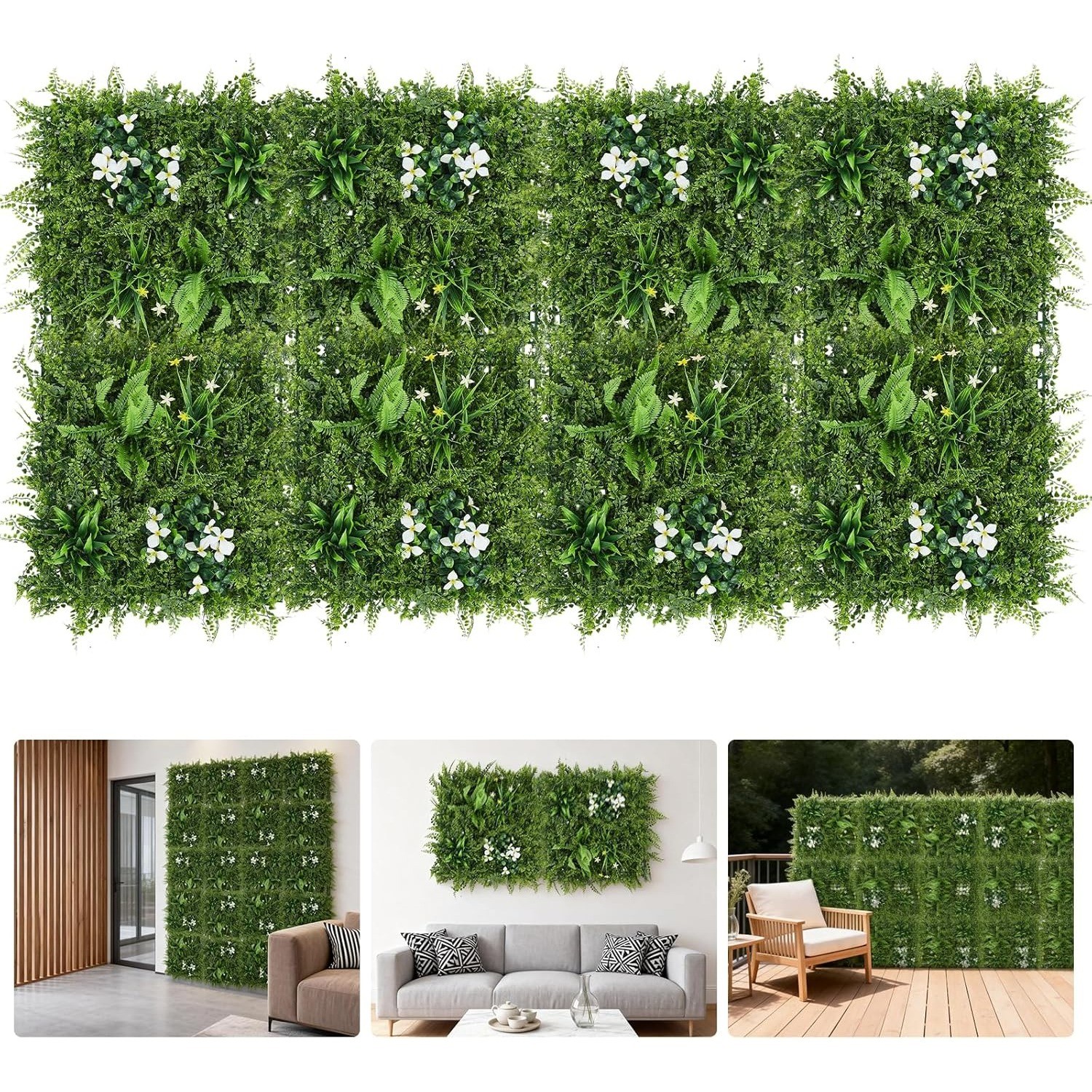 4/8/12X Artificial Greenery Wall Hedge Grass Fence Plant Fake Mat Foliage Panels