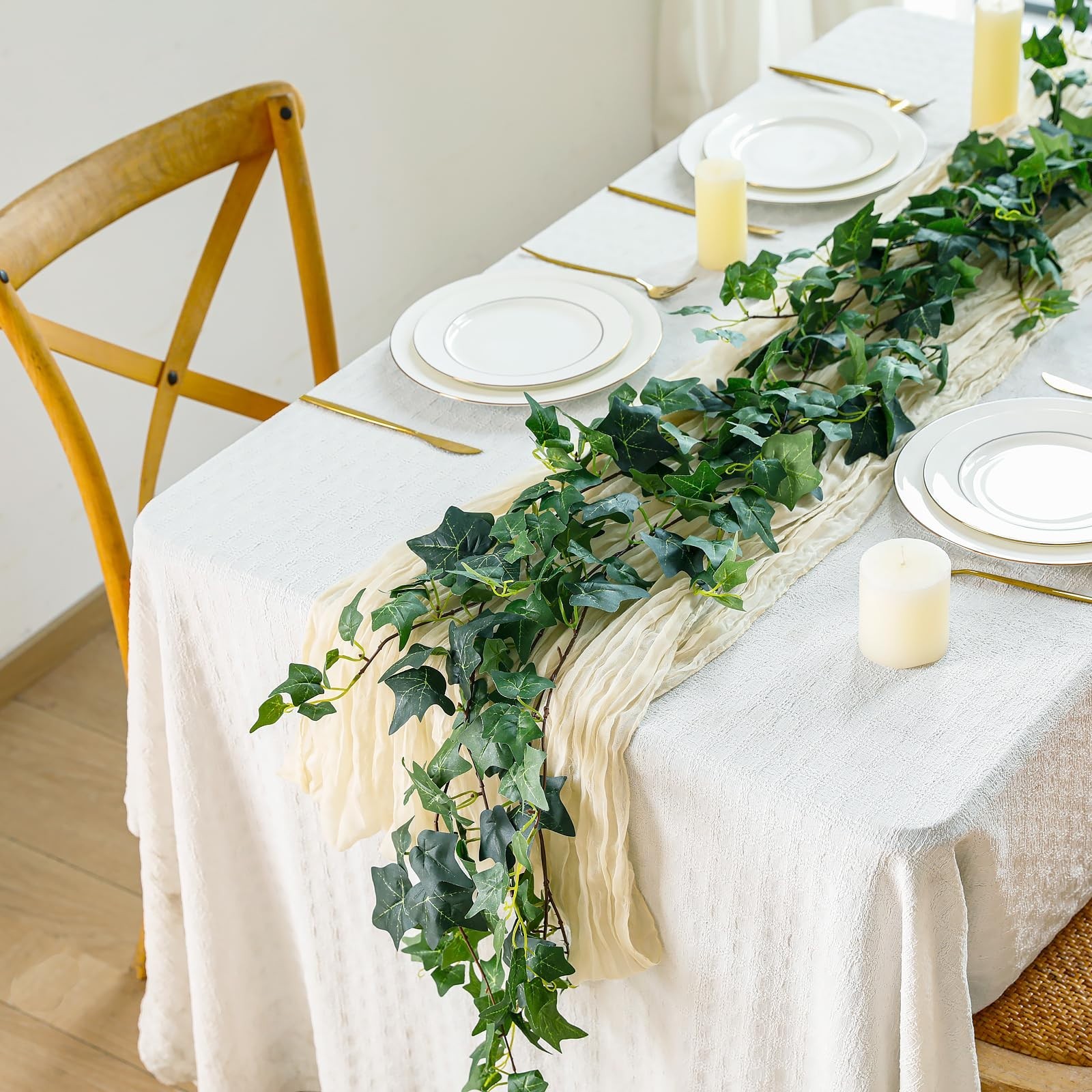 24FT Artificial Ivy Vines – 4 Pack Silk Greenery for Wall & Ceiling Decor, Weddi