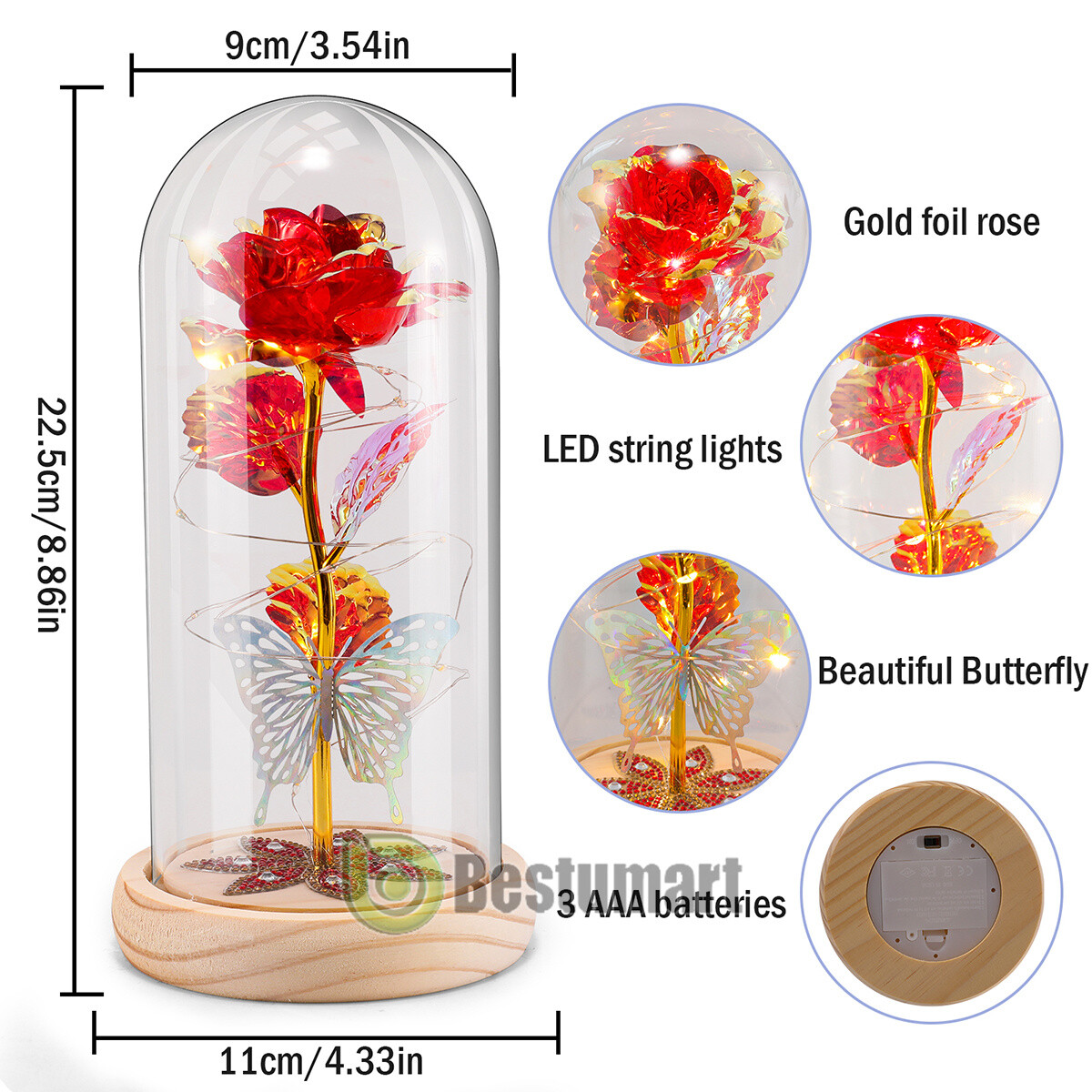 Rose Flowers Christmas Gift for Women,Glass Dome Rose Gifts for Mom Wife Grandma