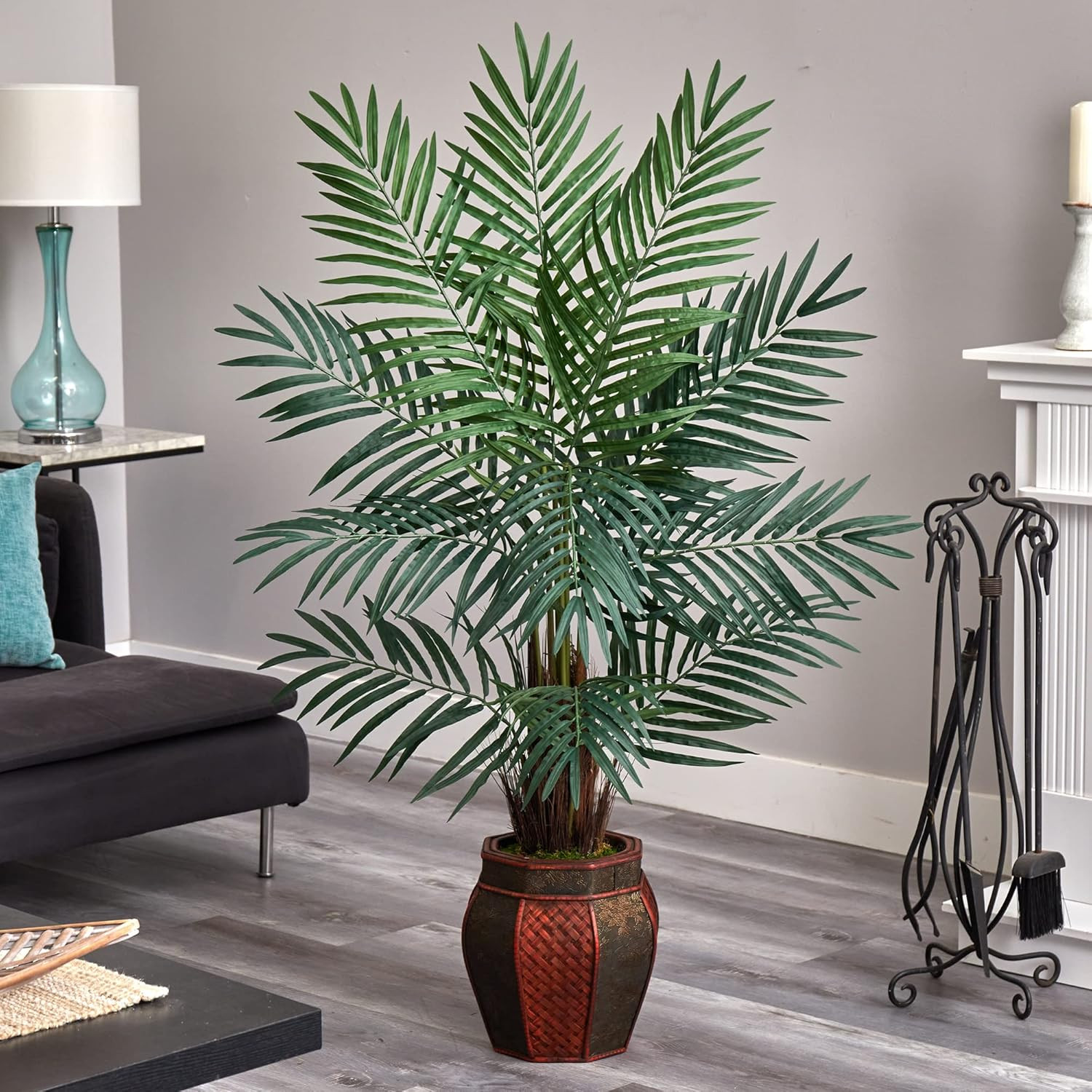 5Ft Areca Palm Artificial Tree in Stylish Weave Planter – Perfect Home Decor