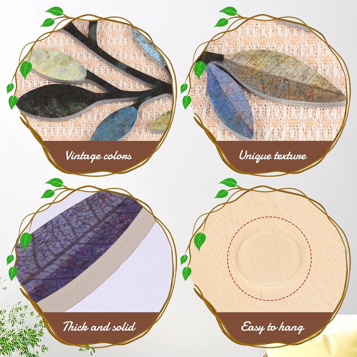 “2 Pcs Colorful Tree Leaf Wall Art Decor Vine Home Wall Decor Olive Branch Leaf