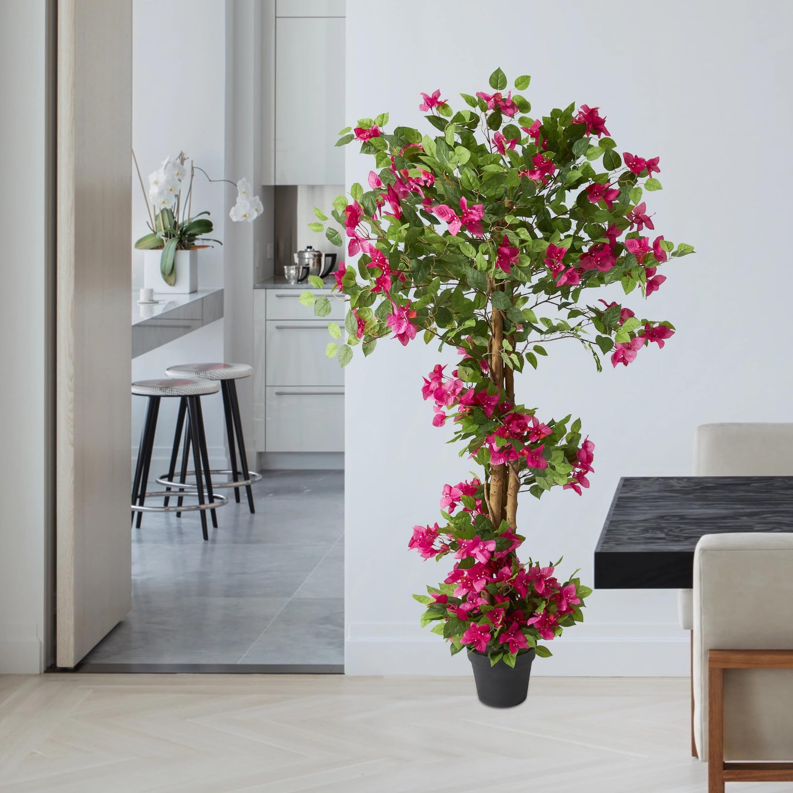 1 Pack 63″ Artificial Bougainvillea Tree, Realistic Fake Plants with Planter,…