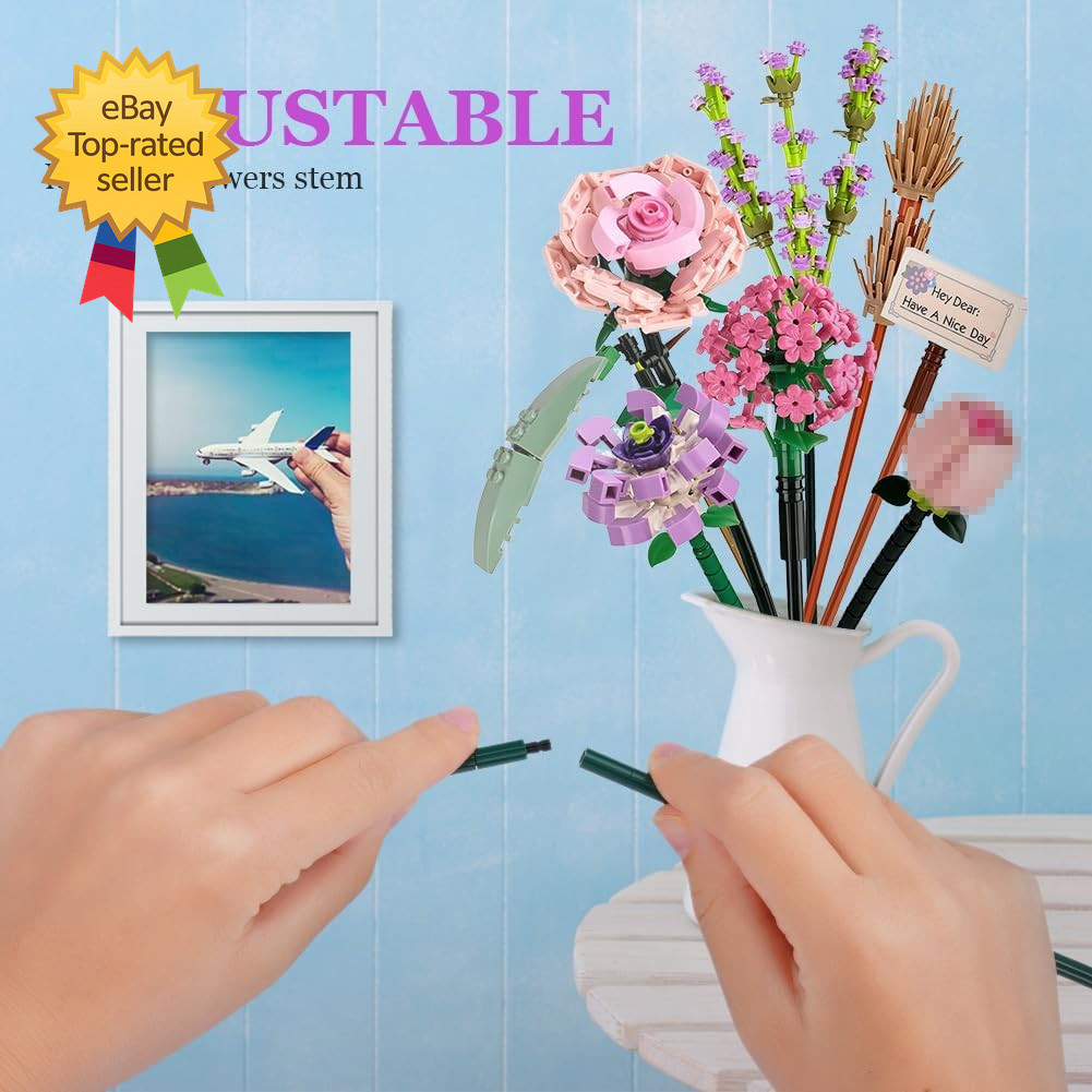 Mini Bricks Flower Bouquet Building Sets Artificial Flowers Decoration Home