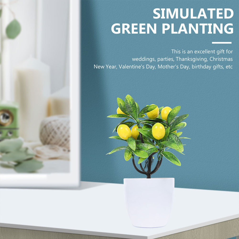 Artificial Potted Plant Fake Fruit Lemon Tree Simulated Fruit Tree Ornament