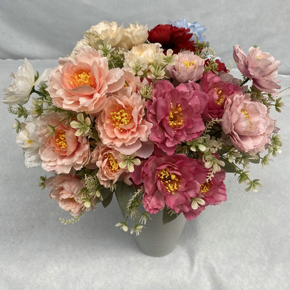 Elegant Artificial Peony Bouquet Realistic and Vibrant 35cm Height Decoration