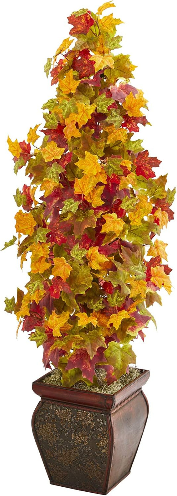 40″ Autumn Maple Silk Tree in Decorative Planter – Vibrant Orange/Yellow
