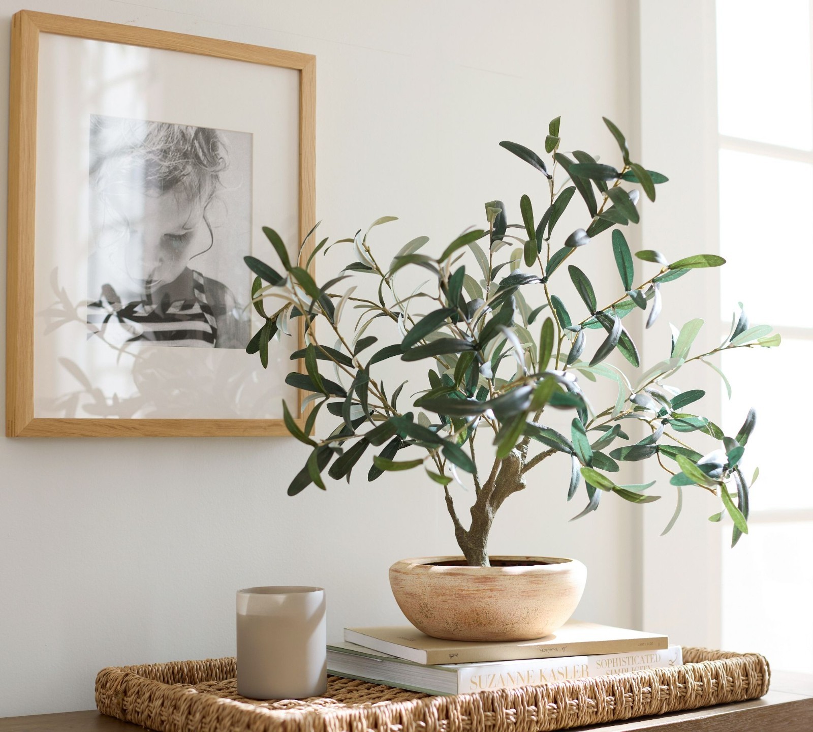 Pottery Barn Faux Potted Olive Houseplant. Hand polyester,plastic,wire-US Stock