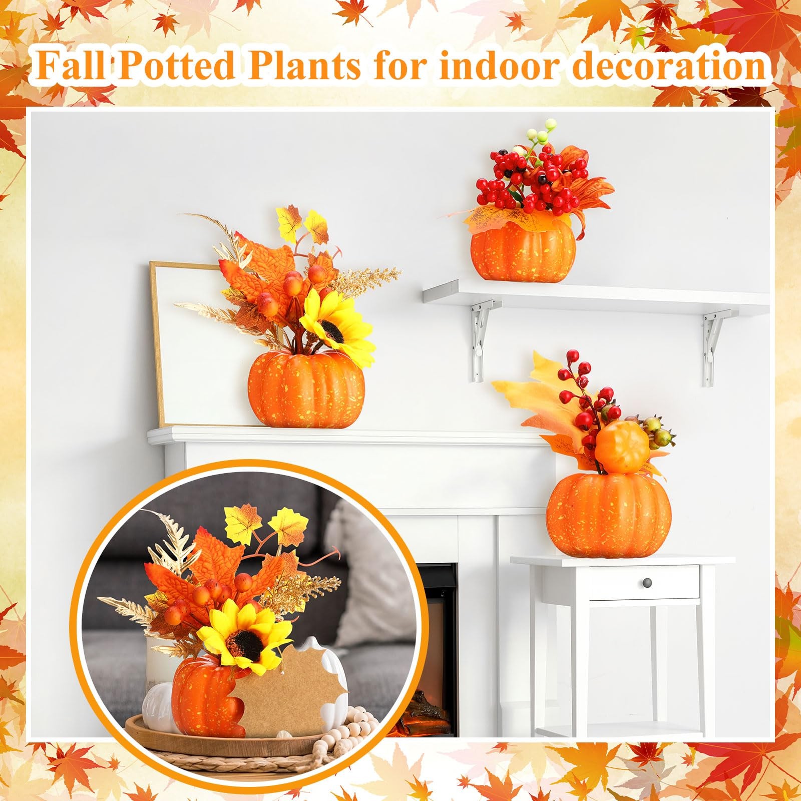 4 PCS Thanksgiving Fall Centerpieces Artificial Pumpkin Flowers Sunflower