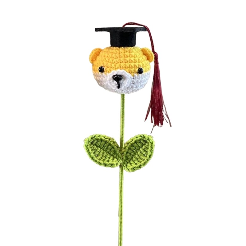 Artificial Flower Hand Crochet Graduation Hat Boy/Girl/Dog Decoration for Event