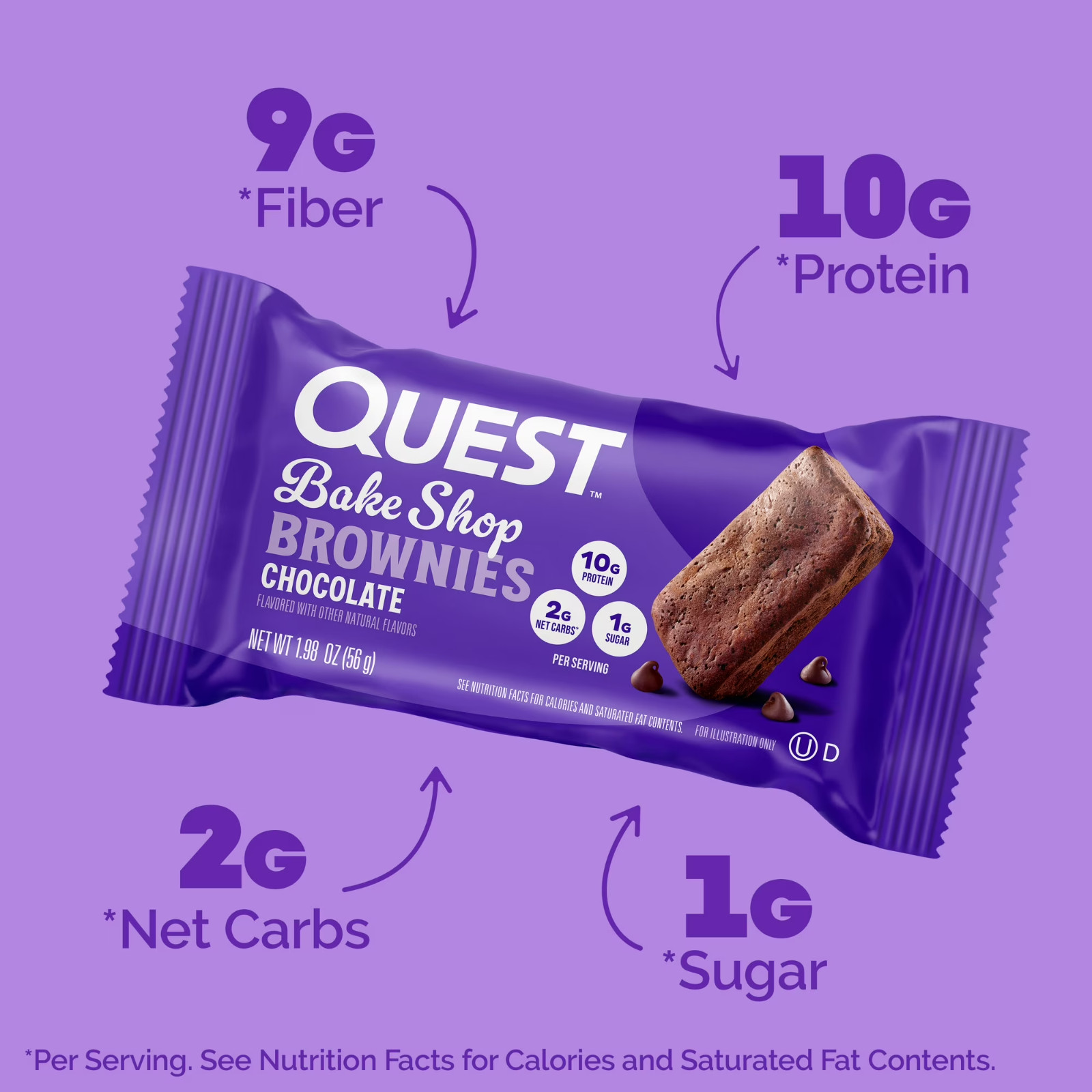 Quest Bake Shop Brownies, Chocolate Flavor, 10g Protein, 4 COUNT