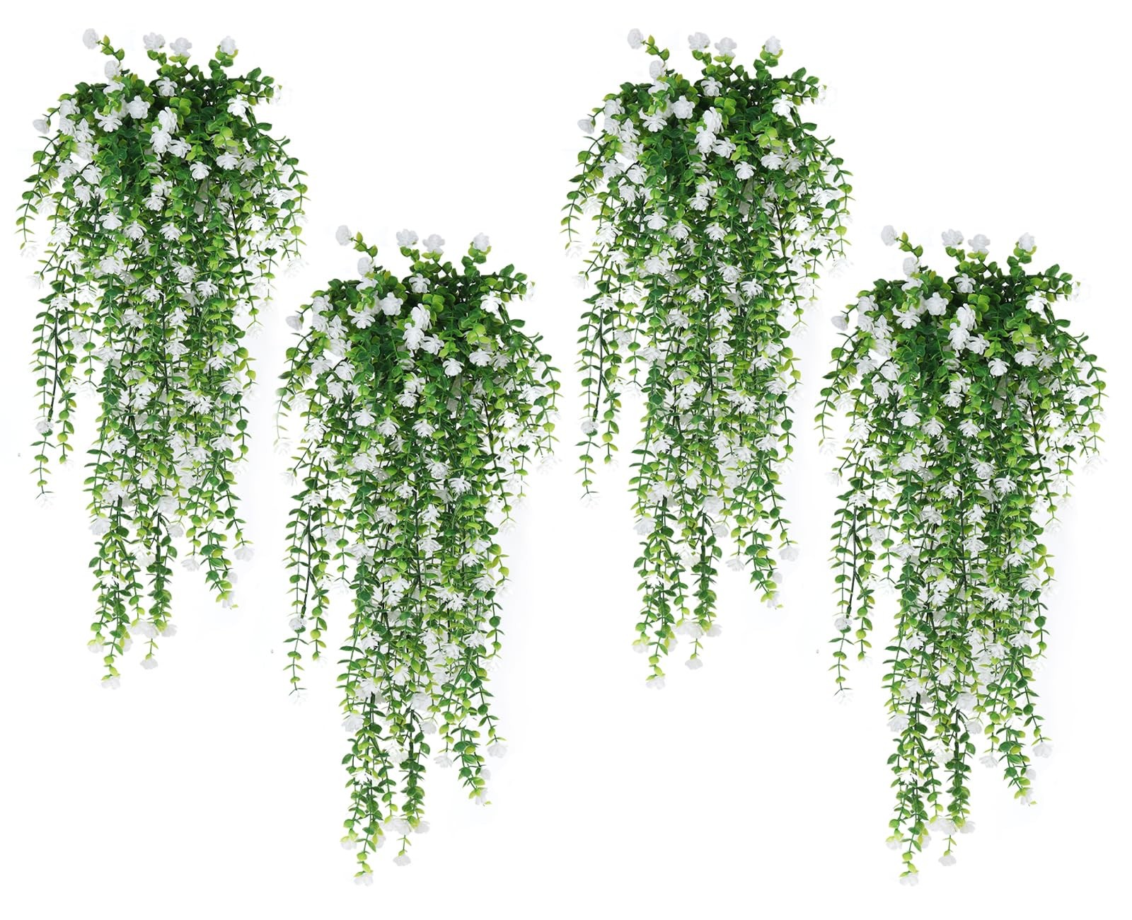 4pcs Fake Hanging Plants Realistic Artificial Outdoor Flowers Hanging Greener…