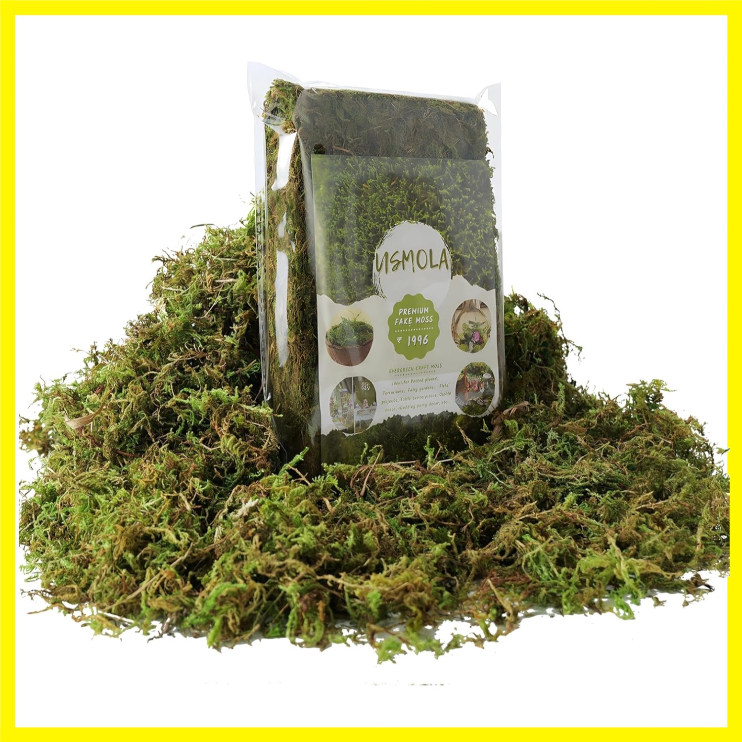 Fake Green Moss for Potted Plants, 4OZ Artificial Moss for DIY Crafts, Faux M…