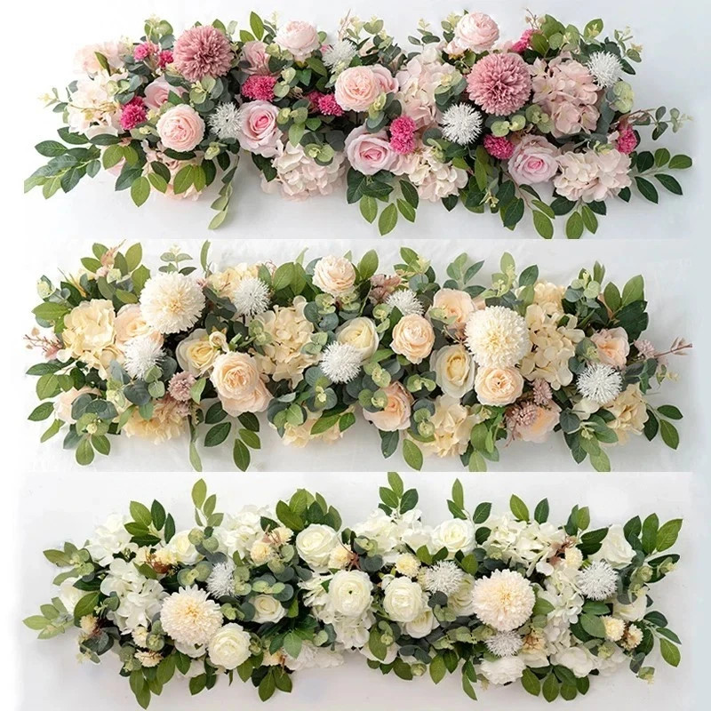 100cm Artificial White Rose Flower Row Table Centerpiece Flowers – Wedding Decor