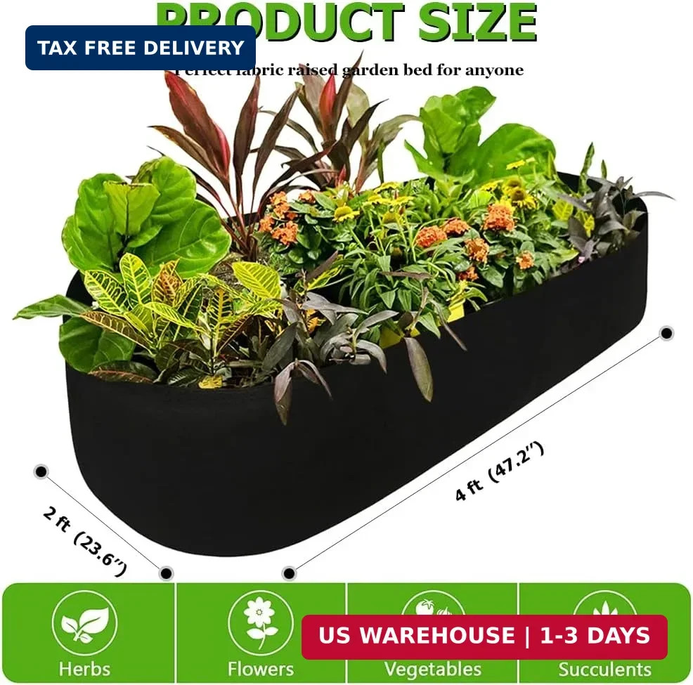 Fabric Raised Garden Bed, Raised Planters for Outdoor Plants, Rectangle Garden G