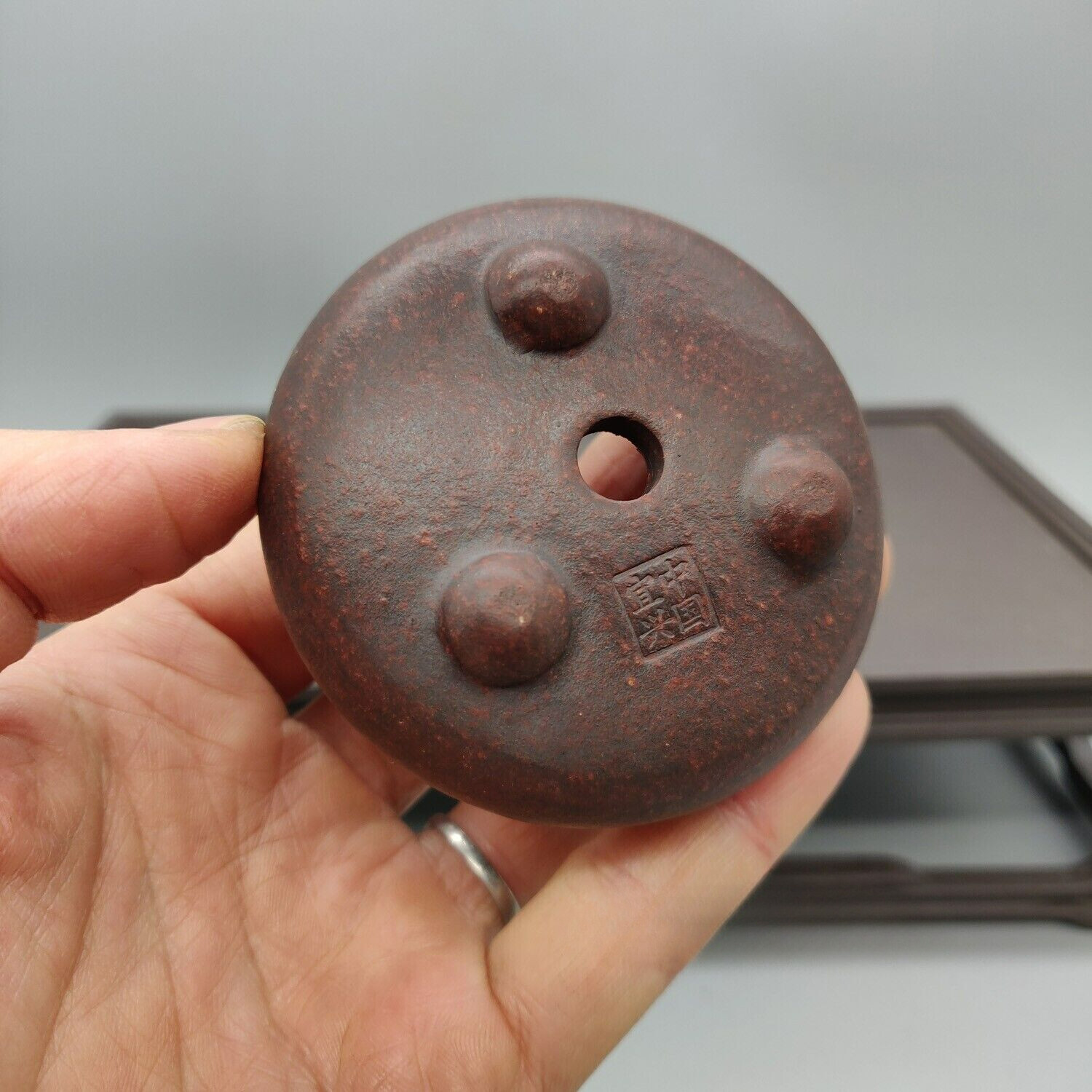 Dark Red Round Chinese Yixing Zisha Mame Bonsai Pot 2.25”x2.25”x1”