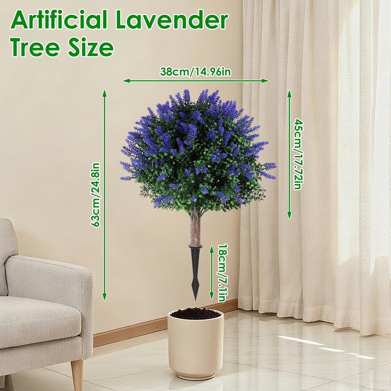2 Pack Artificial Lavender Topiary Ball Trees / Peanut Tree Artificial Shrubs