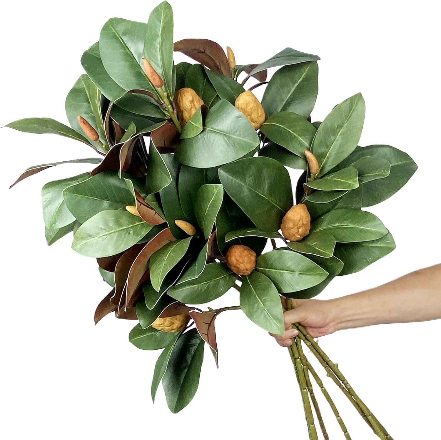 32″ Artificial Magnolia Branches – 8 Pcs Greenery for Home & Wedding Decor