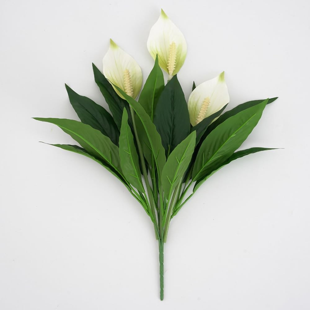 2 Packs Artificial Spathiphyllum Silk Plants 18.5″ Faux Peace Lily Anthurium …