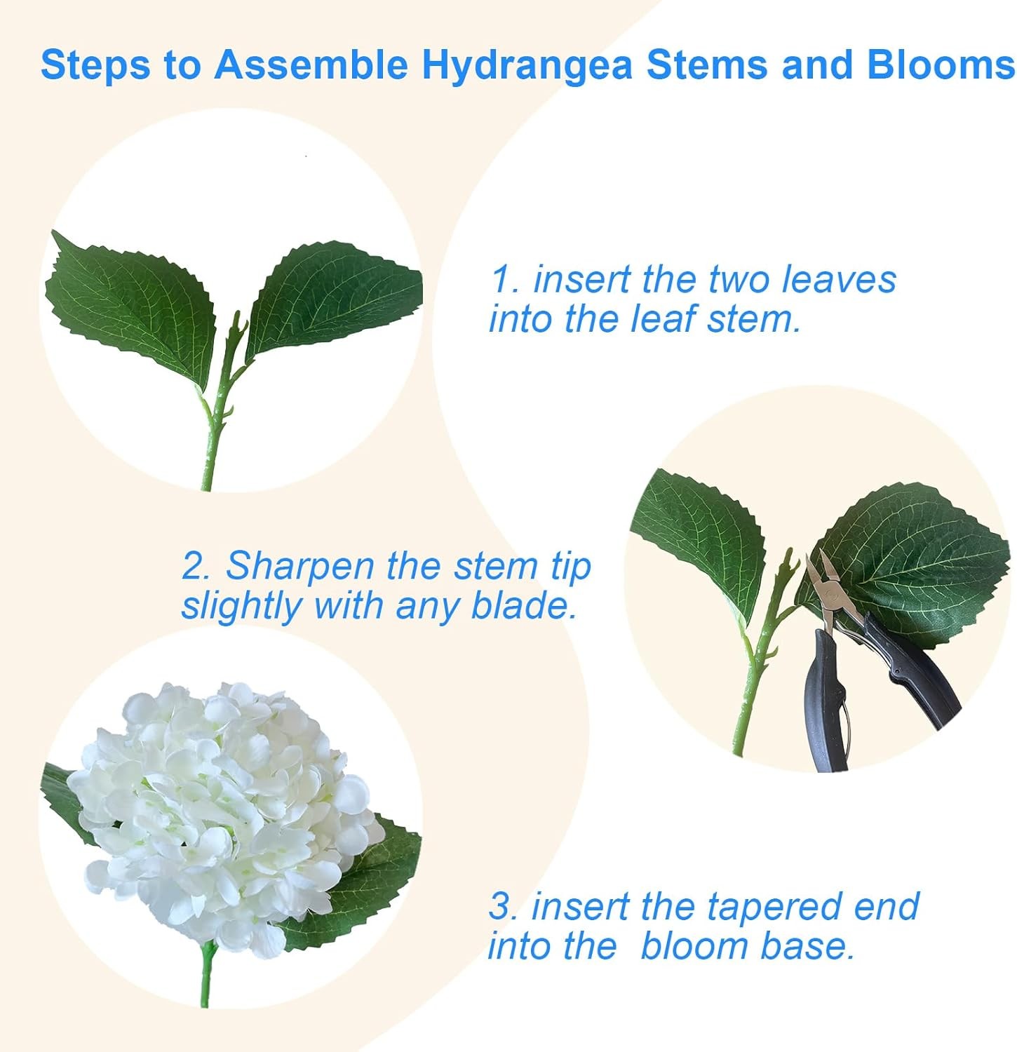6PCS White Artificial Hydrangea Flowers Silk Faux Bouquets for Wedding & Home