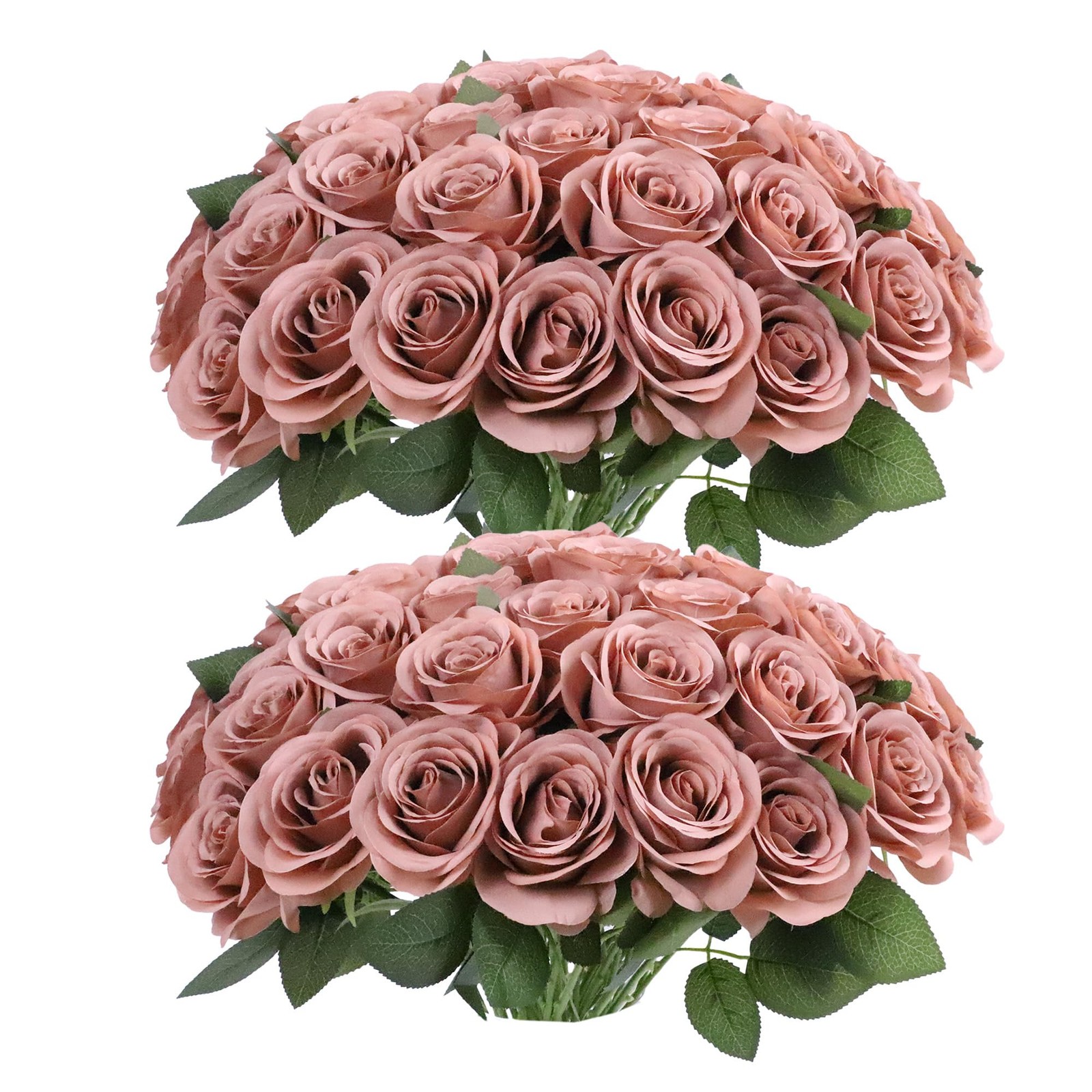 DELOVO 52pcs Dusty Rose Roses Artificial Flowers Fake Flowers Silk Roses with…