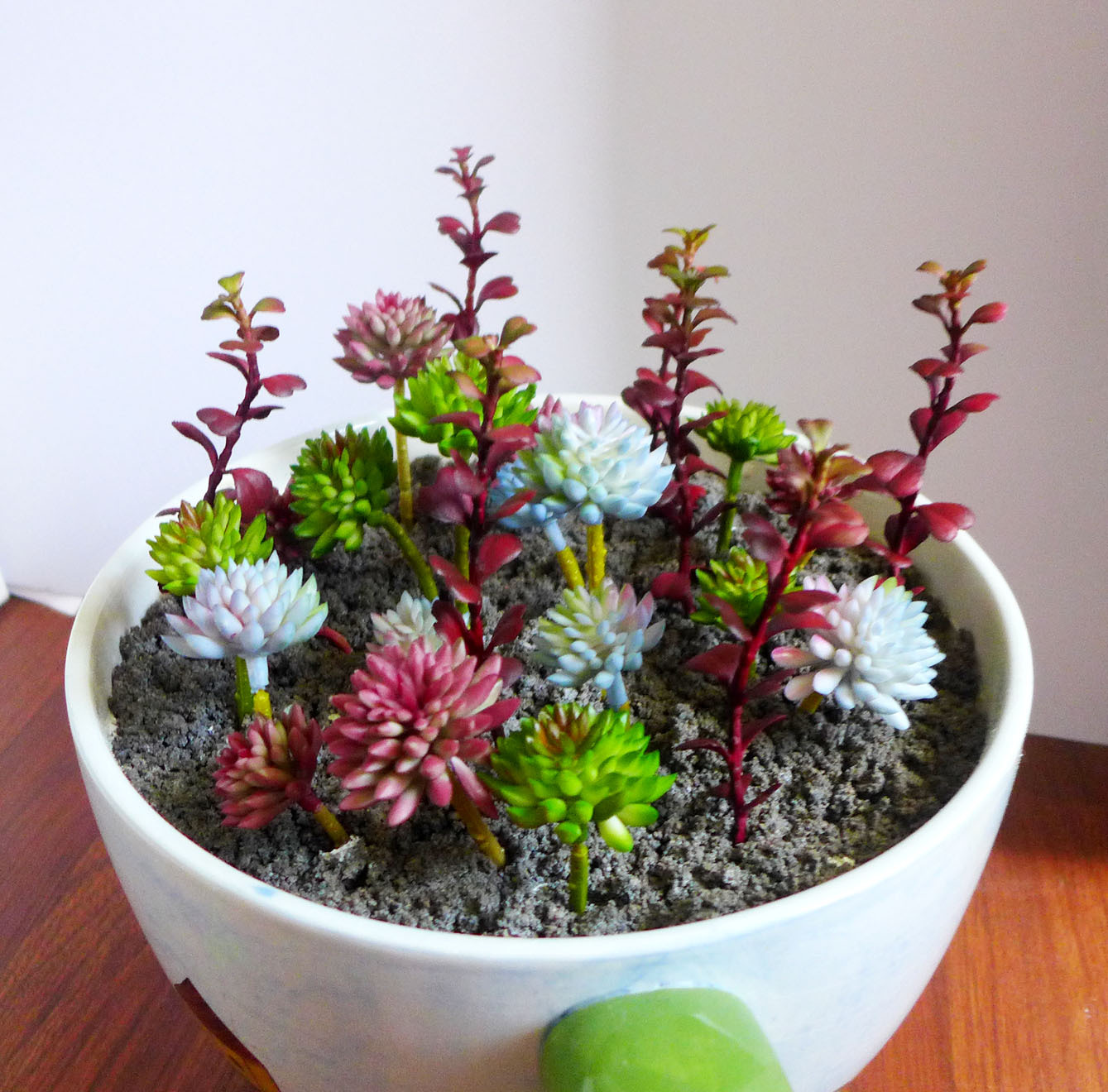 25 Red Miniature Grass Artificial Succulents Plants 3 Colors Stone Grass