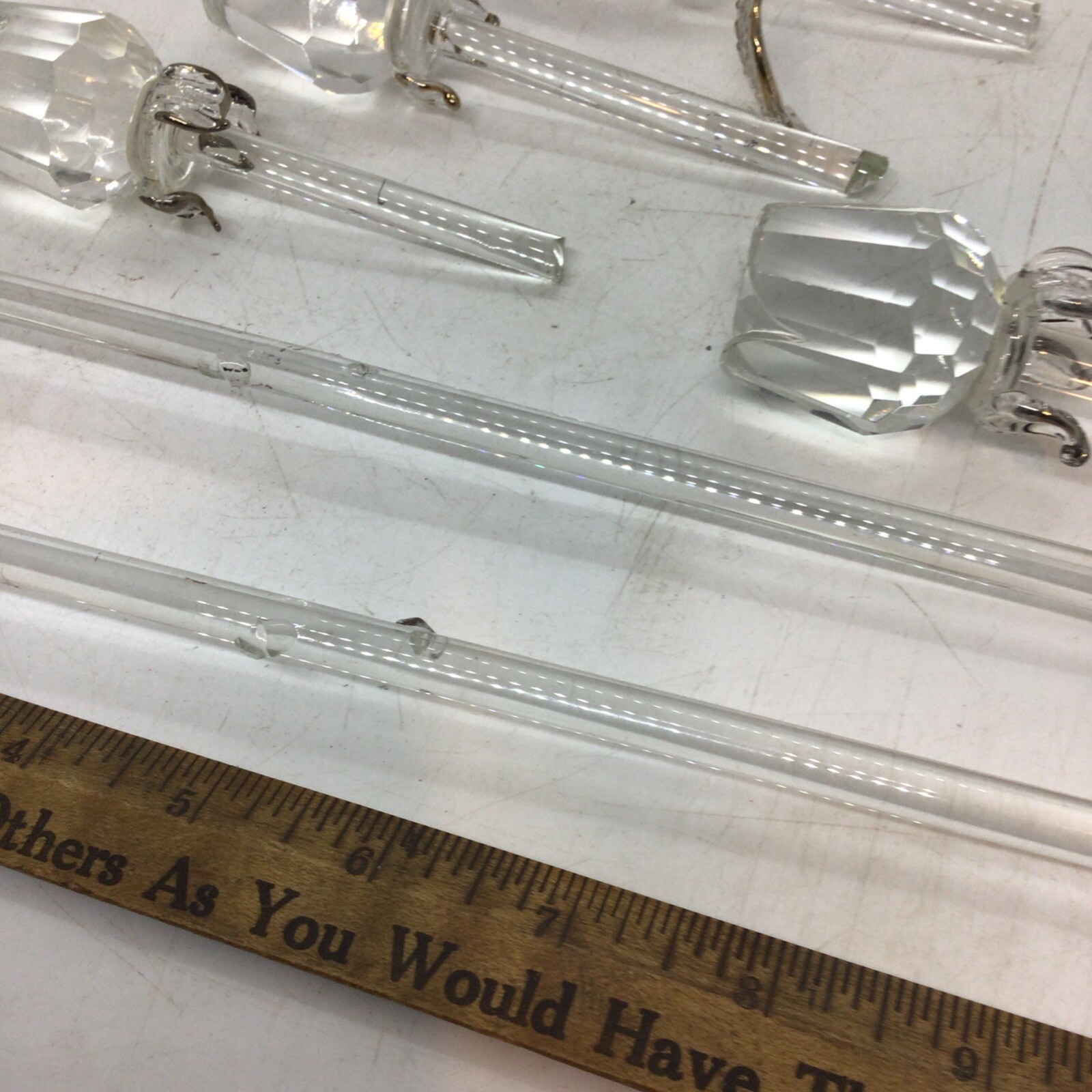 Crystal Glass Long Stem Roses Lot of 6 Various Lengths Great For Crafts