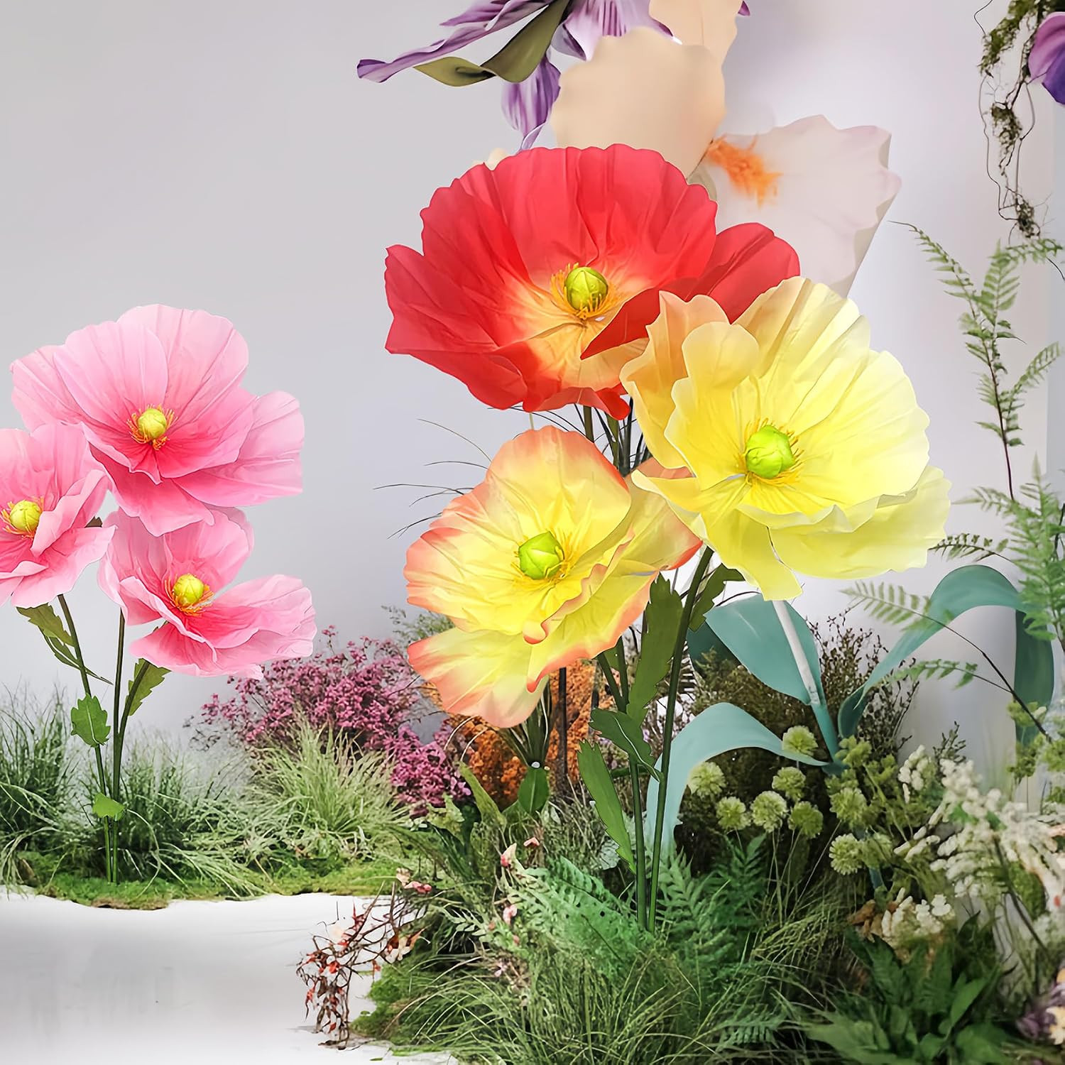 Giant Life Size Artificial Flowers with Stand, Extra Large Paper Flowers for Wed