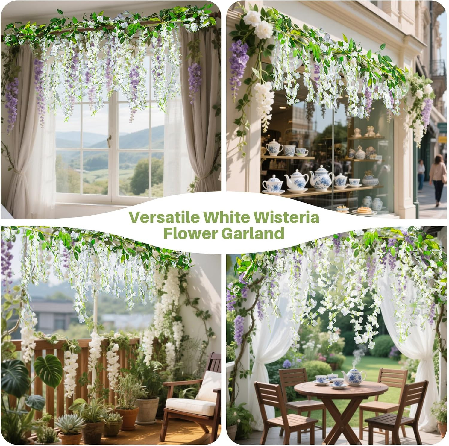 2 Pcs Artificial Wisteria Hanging Flowers – 6.23 Ft Wisteria Hanging Flowers Ga