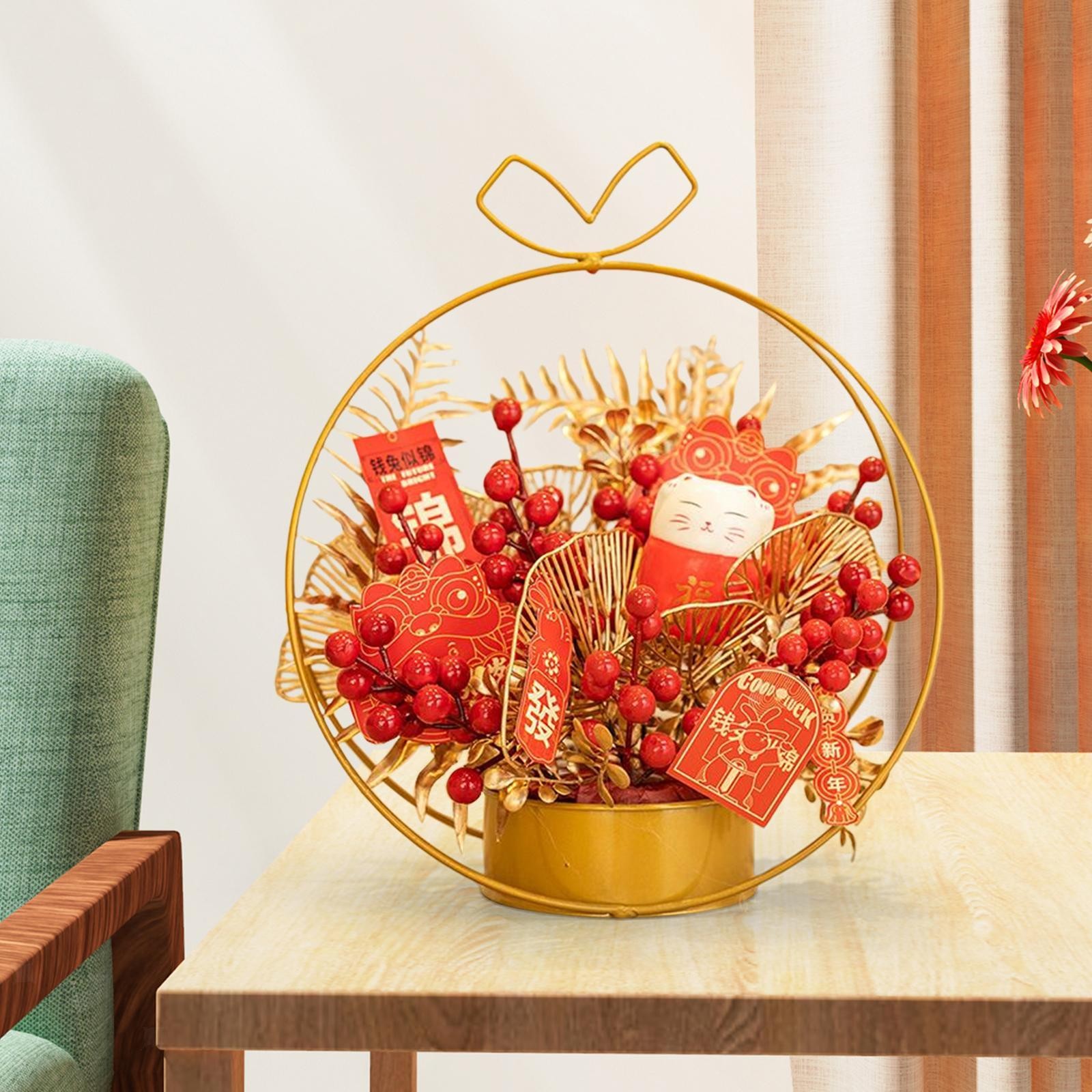 Chinese Flower Iron Basket Spring Festival Decoration Accessories Wedding Party