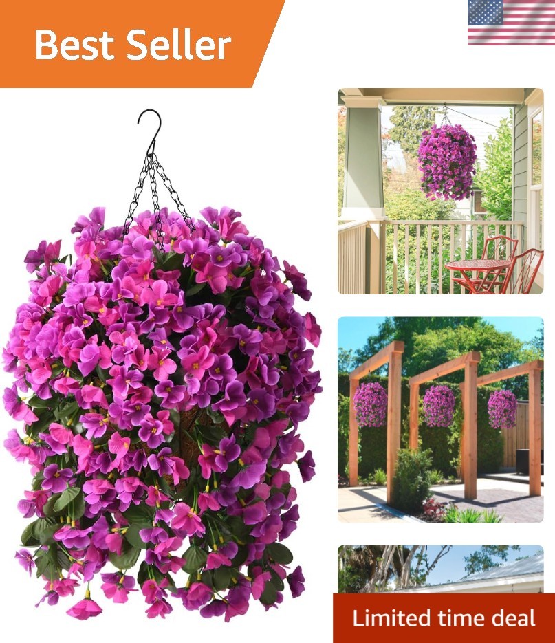 Vibrant Faux Begonia Hanging Planter – Perfect for Home, Porch, and Patio Design