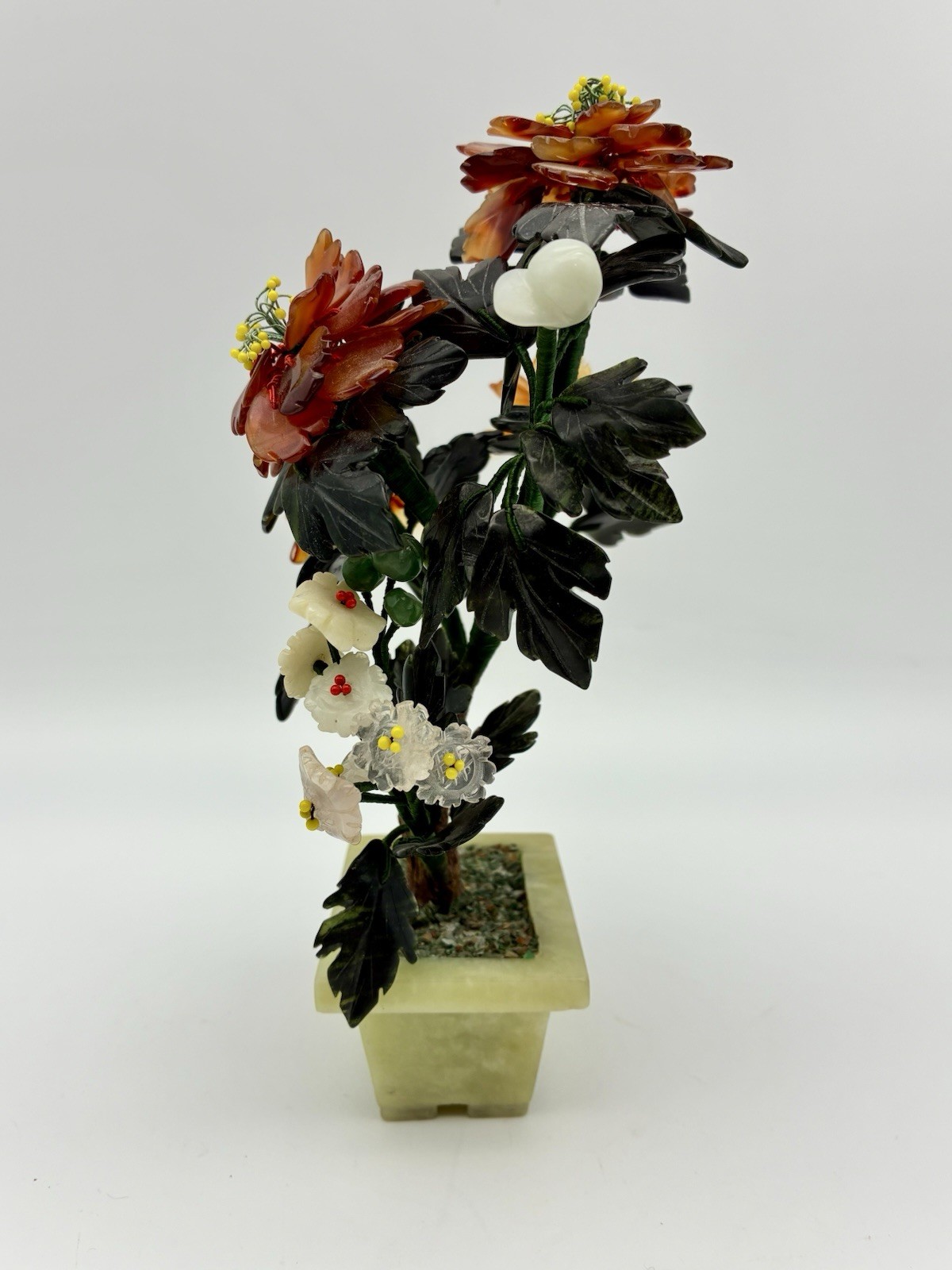 Vintage Chinese Jade Bonsai Tree in Jade Pot 7.5”