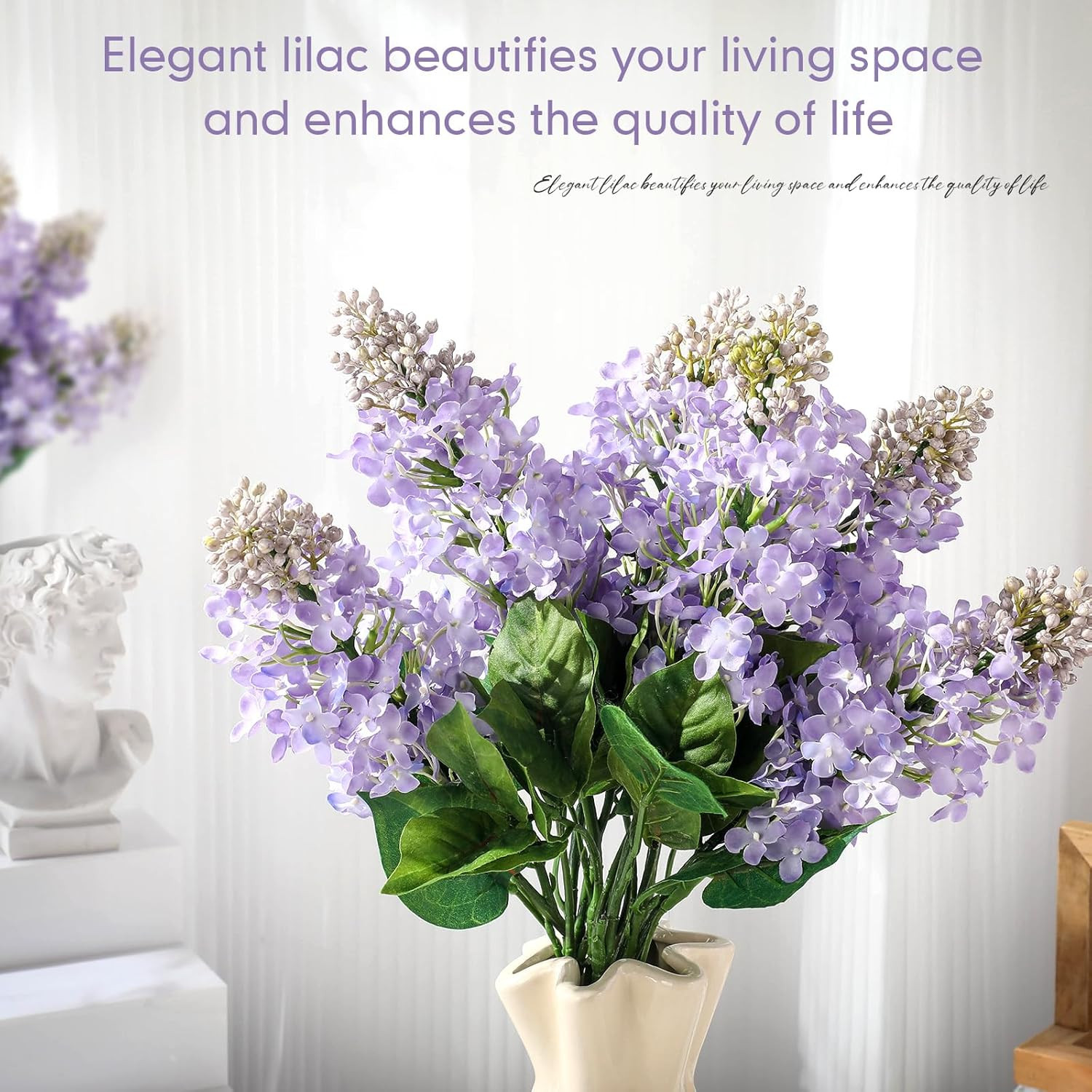 10 Pcs Artificial Lilac Flowers 24 Inch Purple Faux Silk Floral Stems Vase Decor
