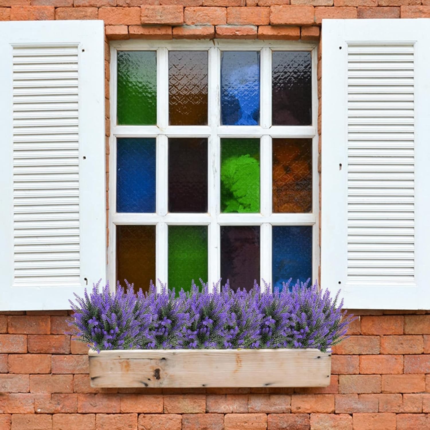12 Bundles Artificial Lavender Fake Flowers Faux Plastic Plants for Home Wedd…