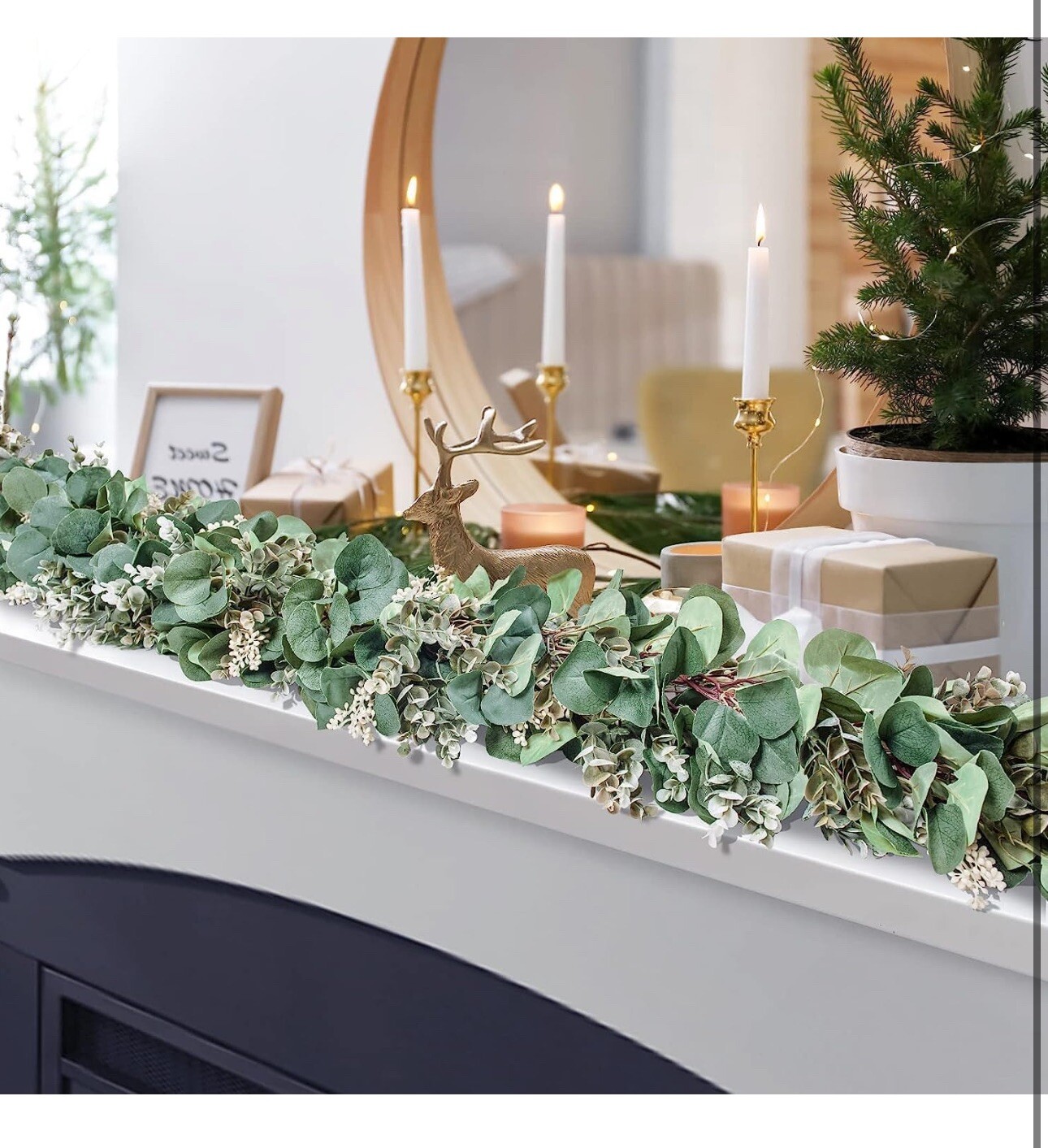 Ouddy Decor 2 Pack Eucalyptus Garland Total 13.1 Ft Lush Silver