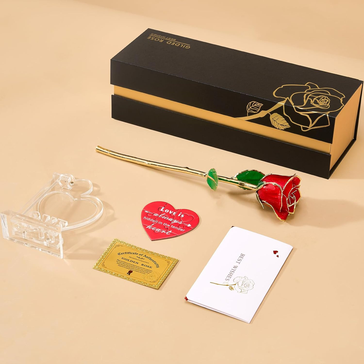 24K Gold Dipped Red Rose – Romantic Gift for Her, Wife, Mom, Anniversary