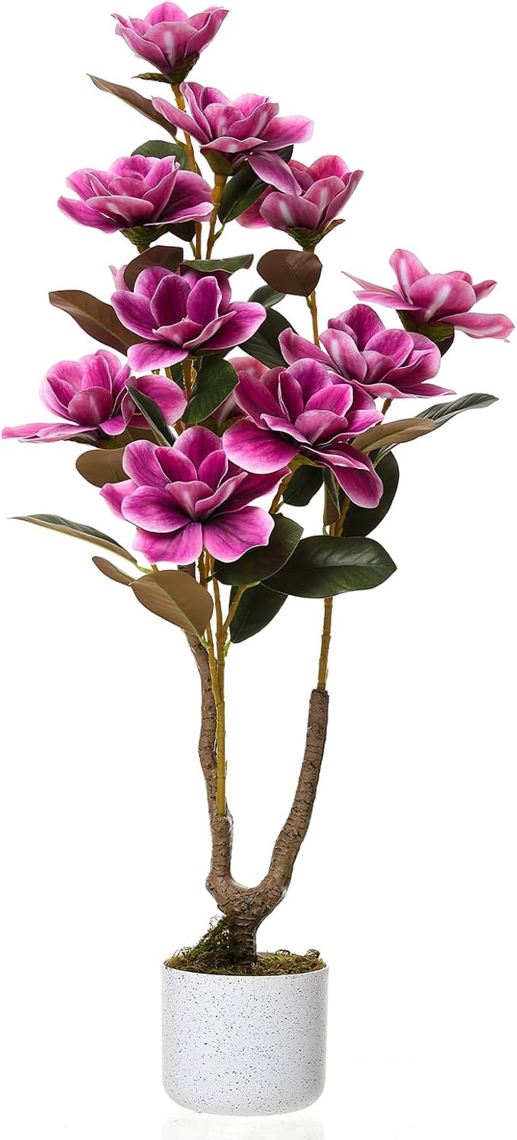 Pink Faux Magnolia Tree – 37.4″ Artificial Yulan Orchid Plant for Home Decor