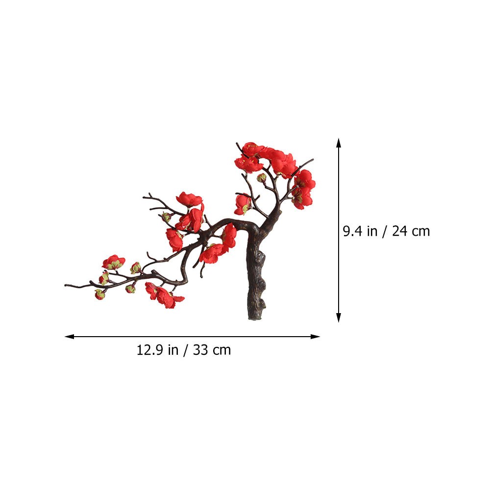 1Pc Fake Plum Blossom Red Artificial Flower for Bridal Bouquet and Room Ornament