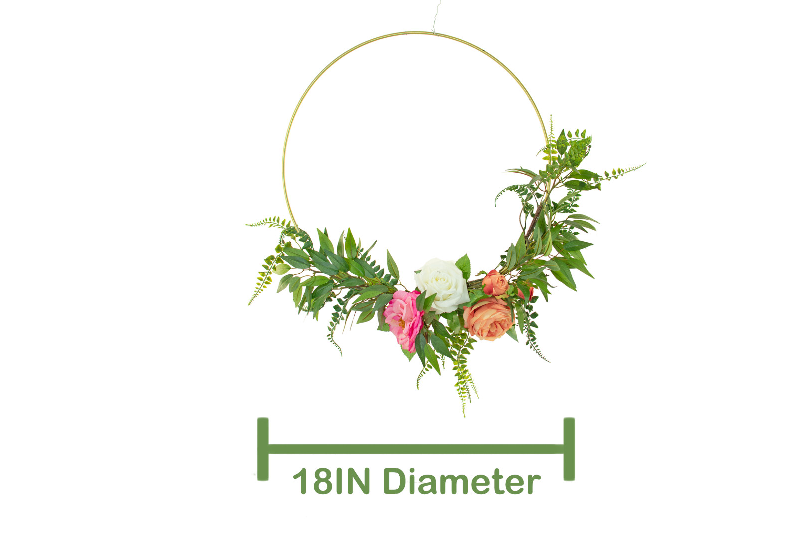 Floral Door Wreath Artisanal Home Decor Artificial Flowers Greenery 18in
