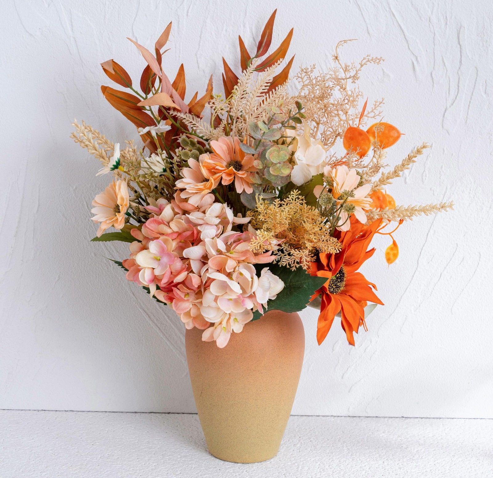 Artificial Fall Flowers Bouquet With Vase Faux Daisy Sunflower Table Centerpiece