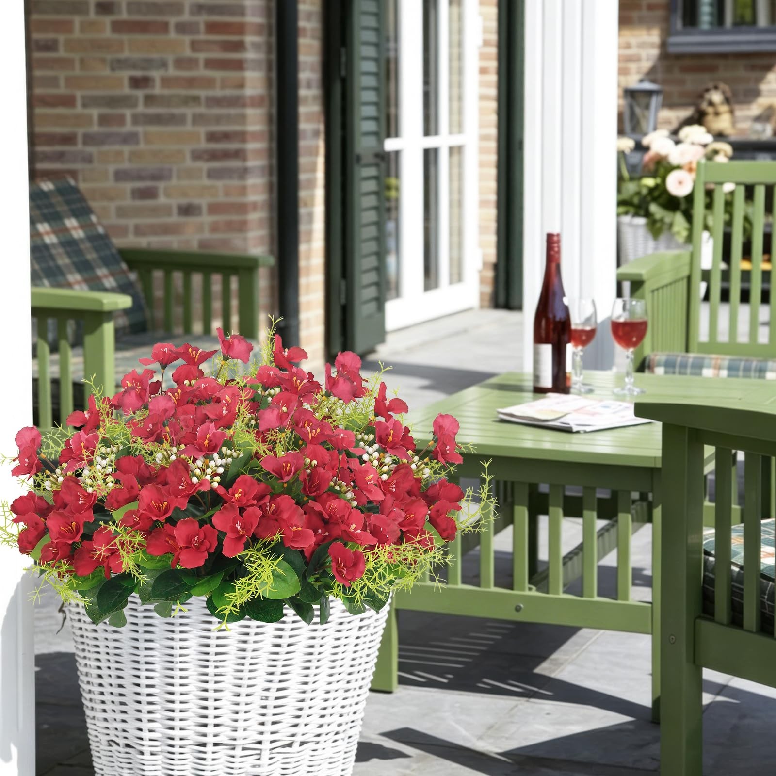 Artificial Hibiscus Flowers for Outdoors Spring Summer Decor 5 Bundles Red Fa…