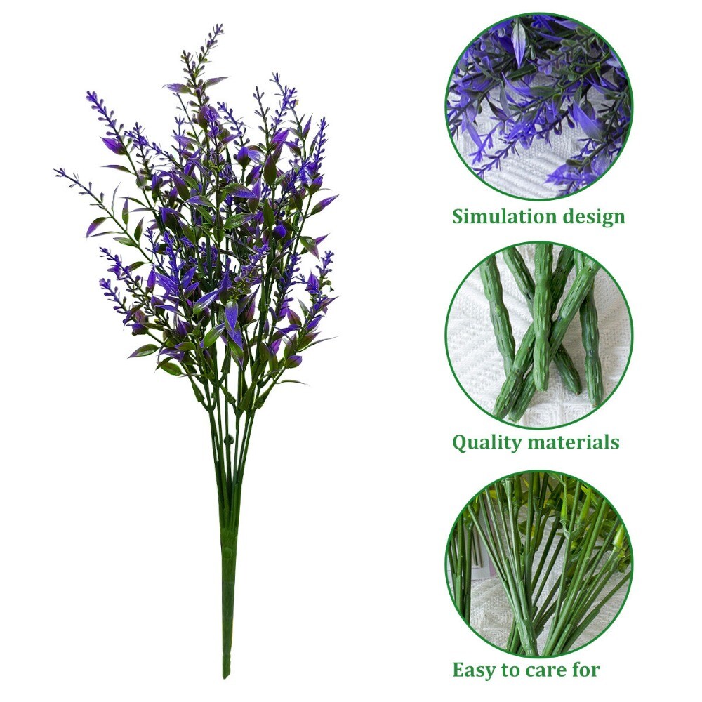 Artificial Lavender Flowers Fake Plastic Plants for Outdoor Garden Party Decor