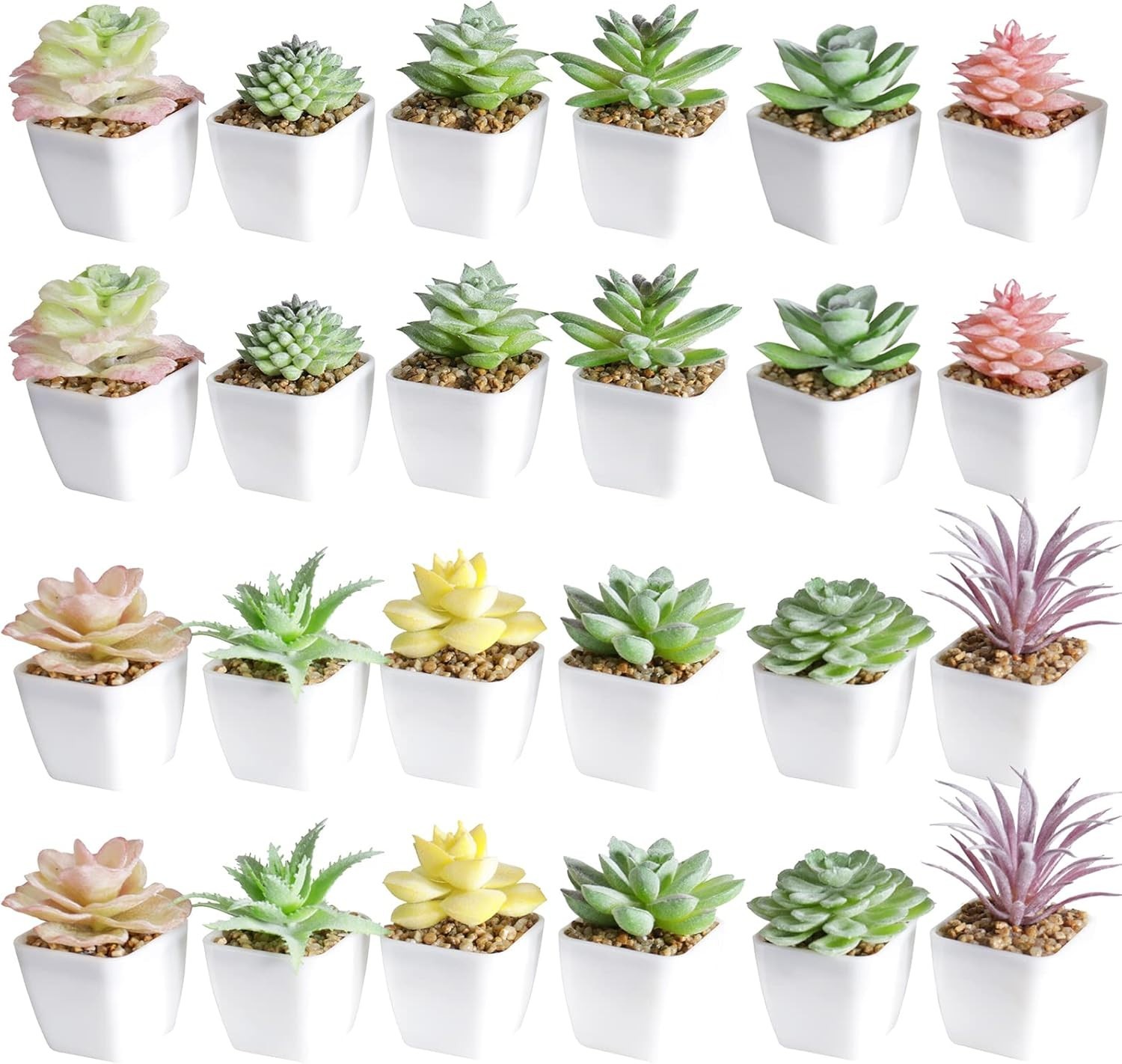 Eco-Friendly 24 Mini Artificial Succulents – Perfect for Home and Office