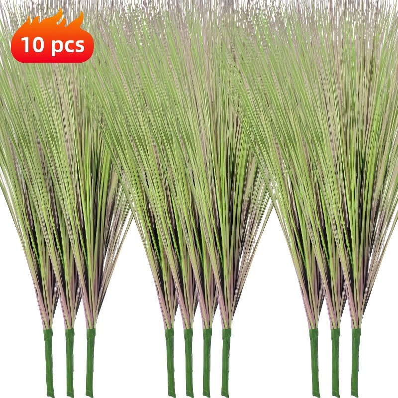 10Pcs Green Onion Grass Plants, Lifelike Faux Autumn Shrubs for Indoor Decor