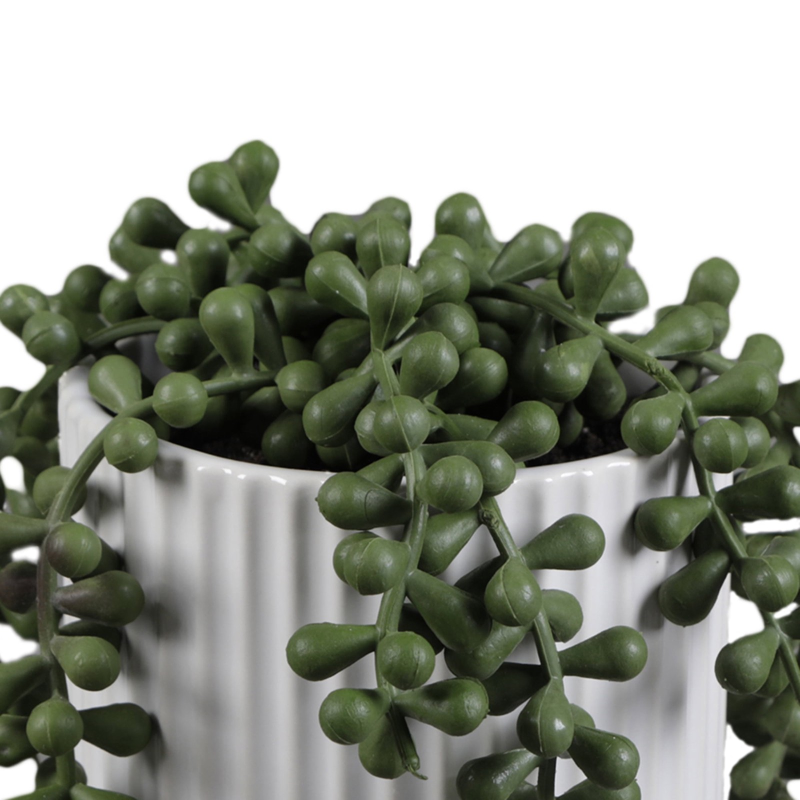 5.38” UV Protected Artificial String of Pearls in White Ceramic Pot Tabletops