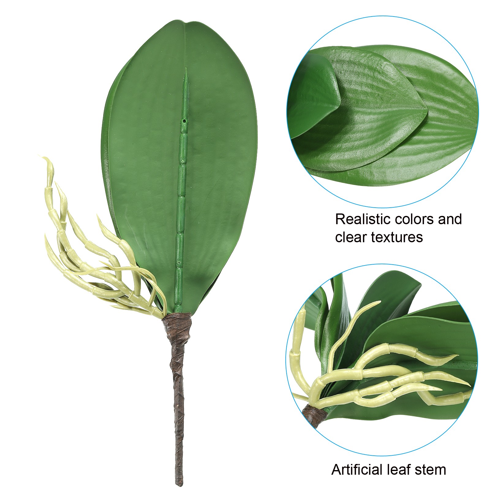 6 Pcs 5.5 Inch Faux Orchid Leaves 5 Petals Artificial Leaf with Stems