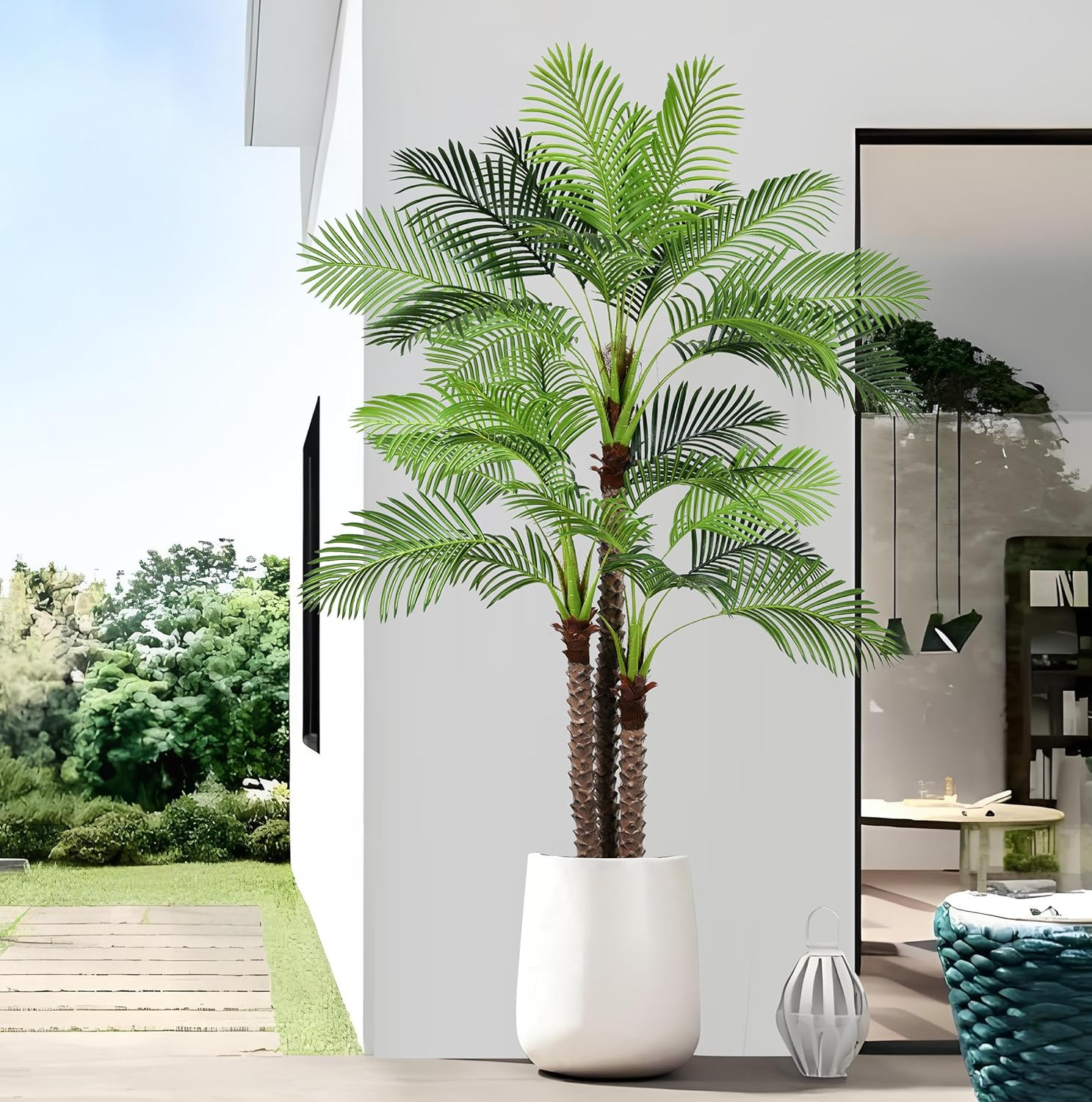Artificial Phoenix Palm Tree 9Ft Large Faux Silk Palm Plants Tropical UV Resista