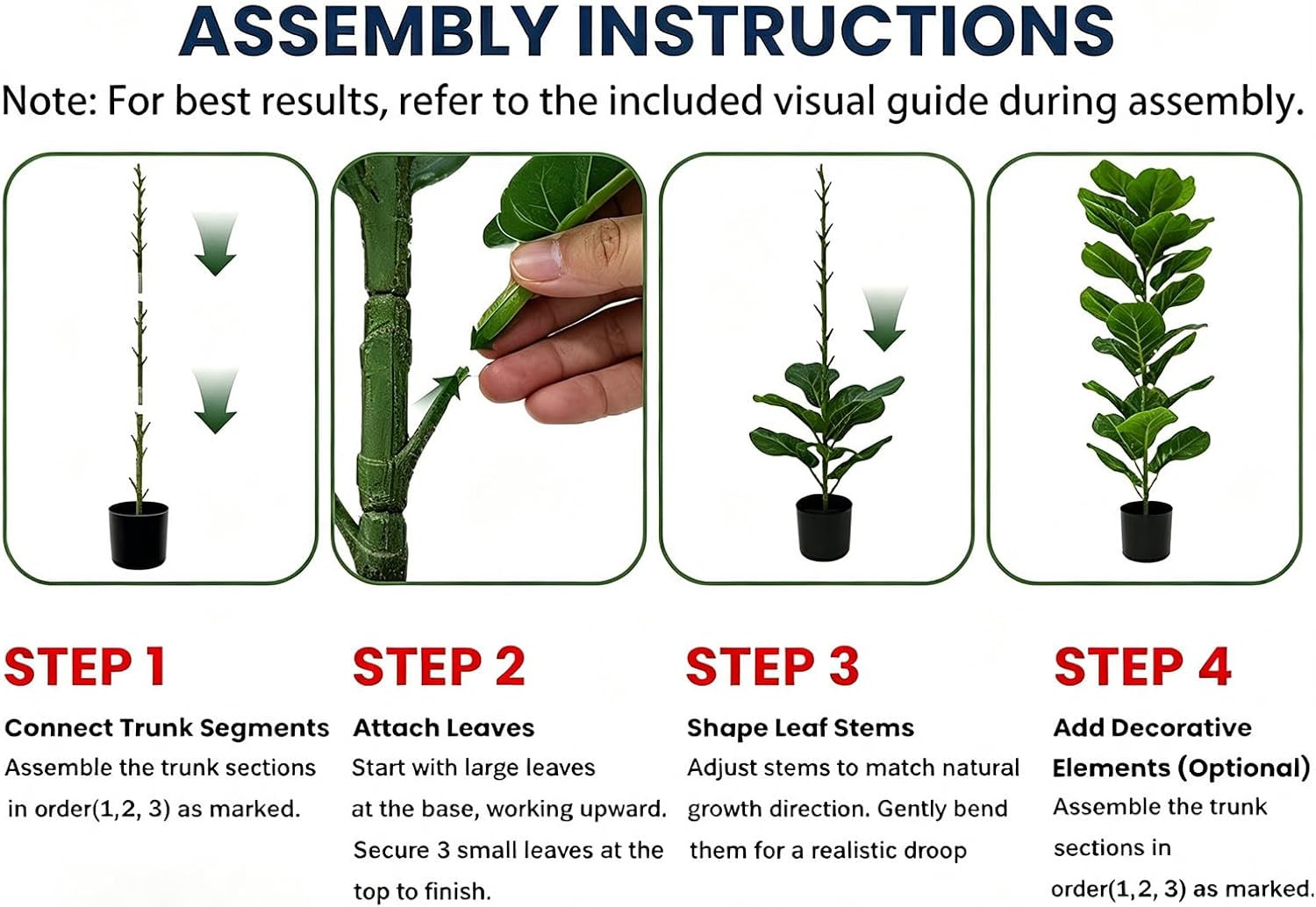 2 Pack Faux Fiddle Leaf Fig Trees, 40In Faux Trees Indoor Floor Plant, Fake Tree
