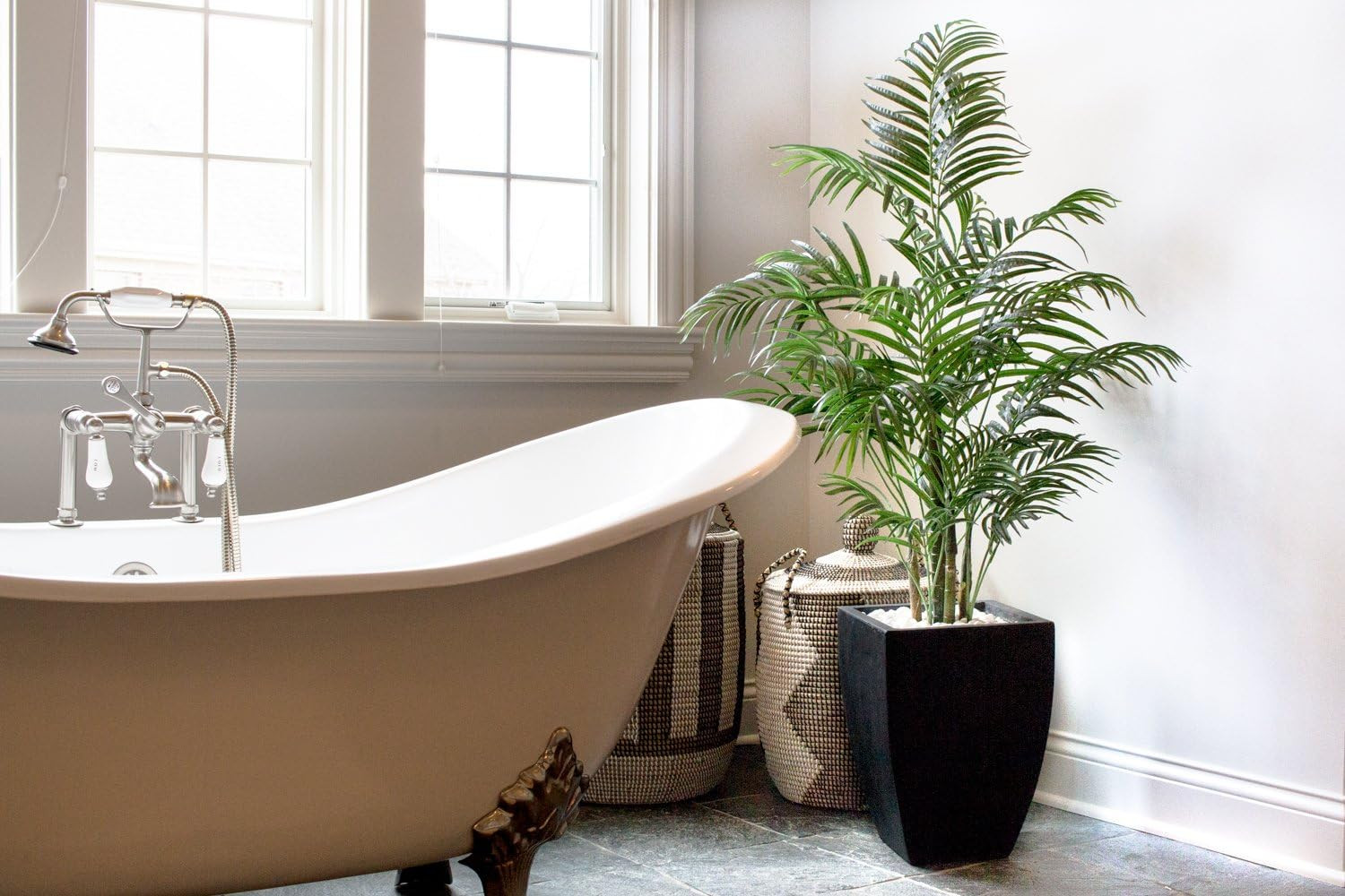 4.5Ft Areca Palm Tree in Black Planter – UV Resistant for Indoor/Outdoor Use